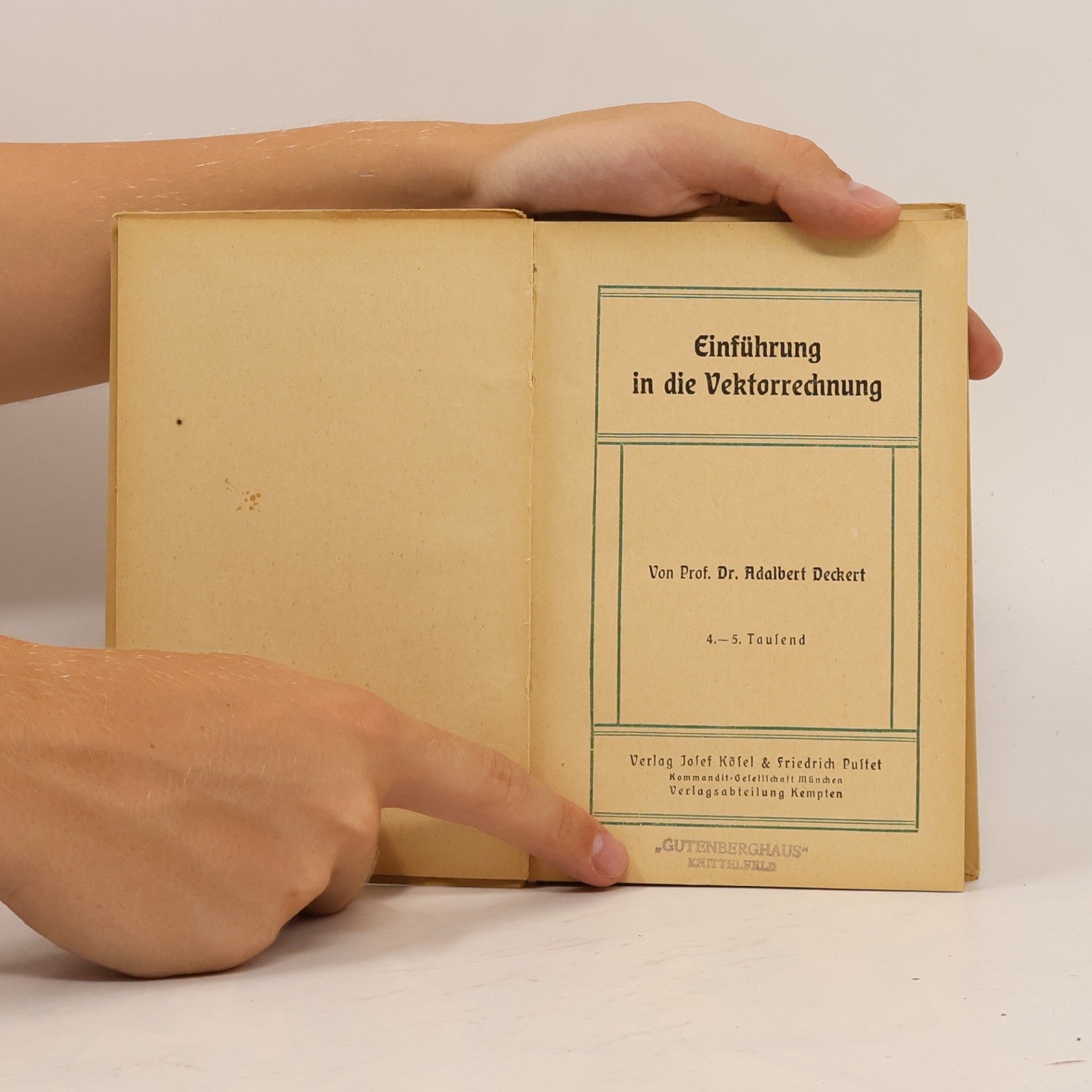 Adalbert Deckert Einführung in die Vektorrechnung