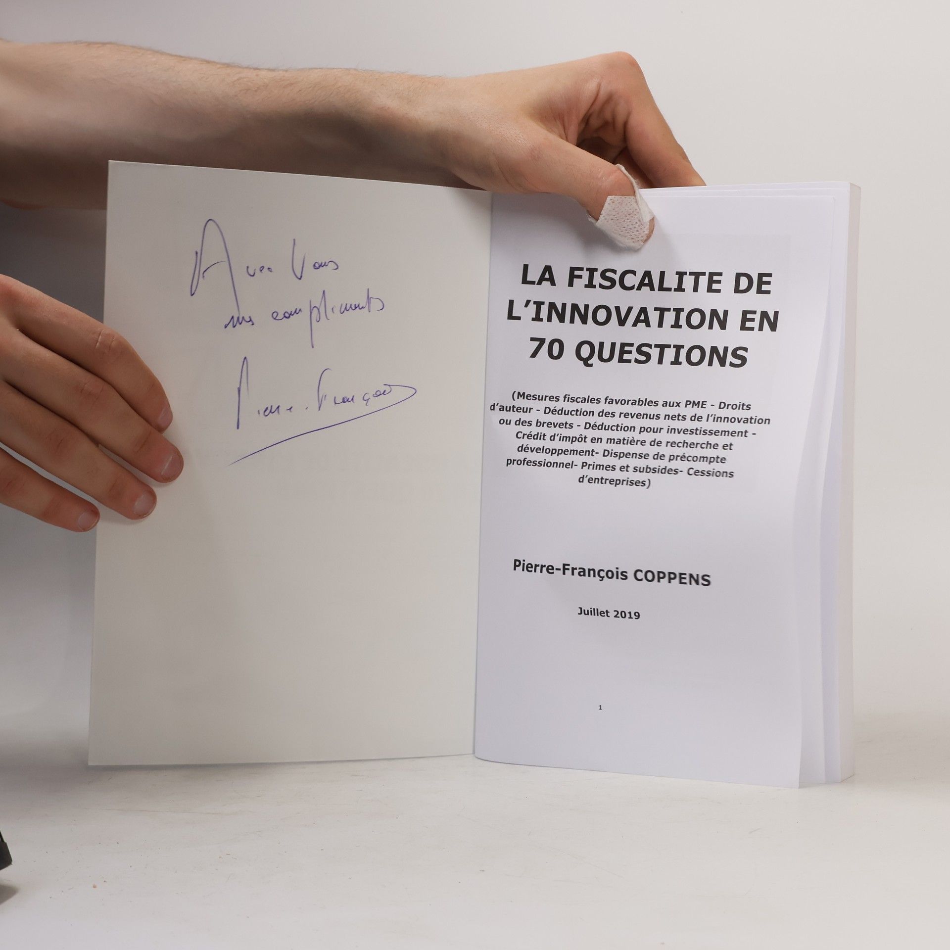 Pierre Francois Coppens La fiscalité de l'innovation en 70 questions