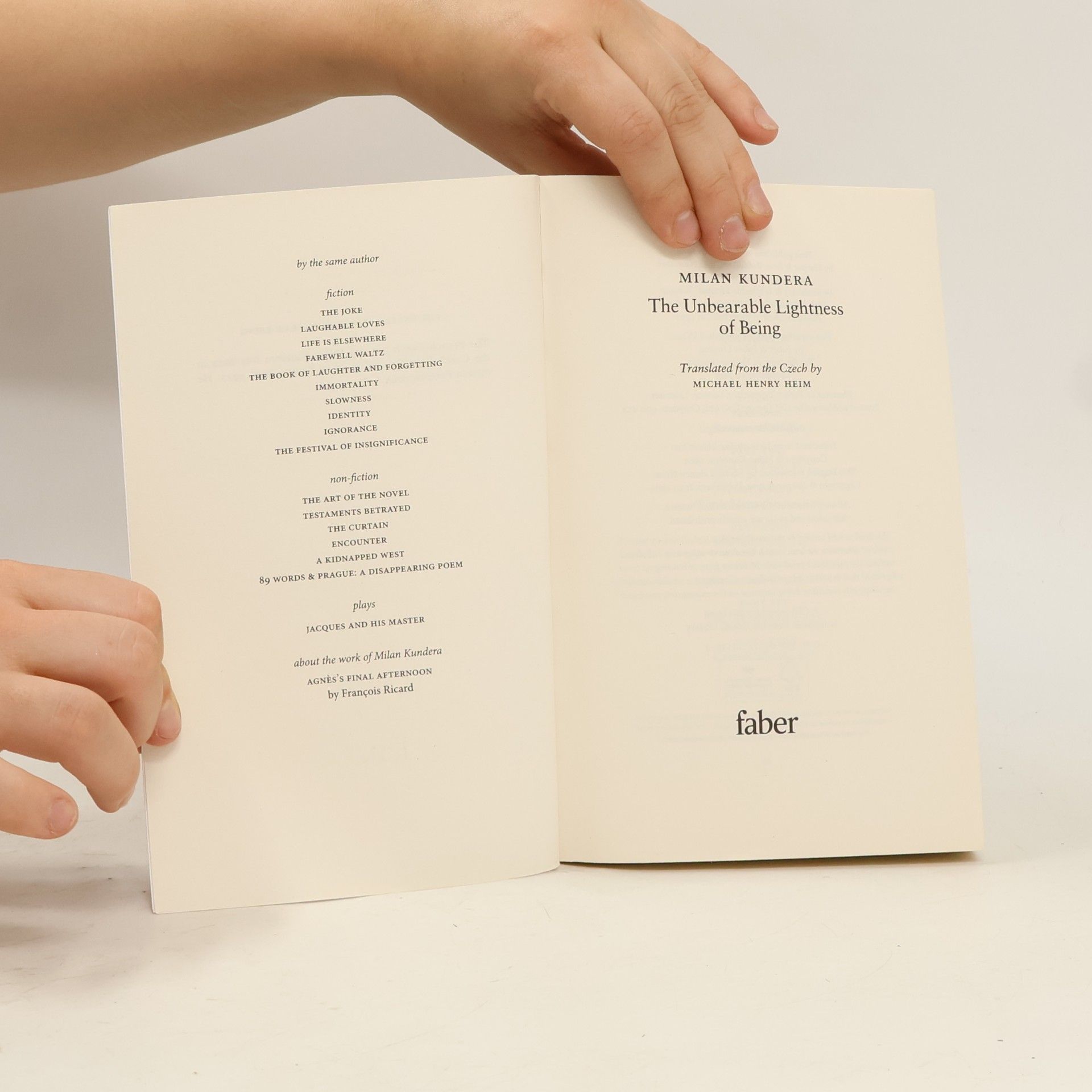 Milan Kundera The Unbearable Lightness of Being