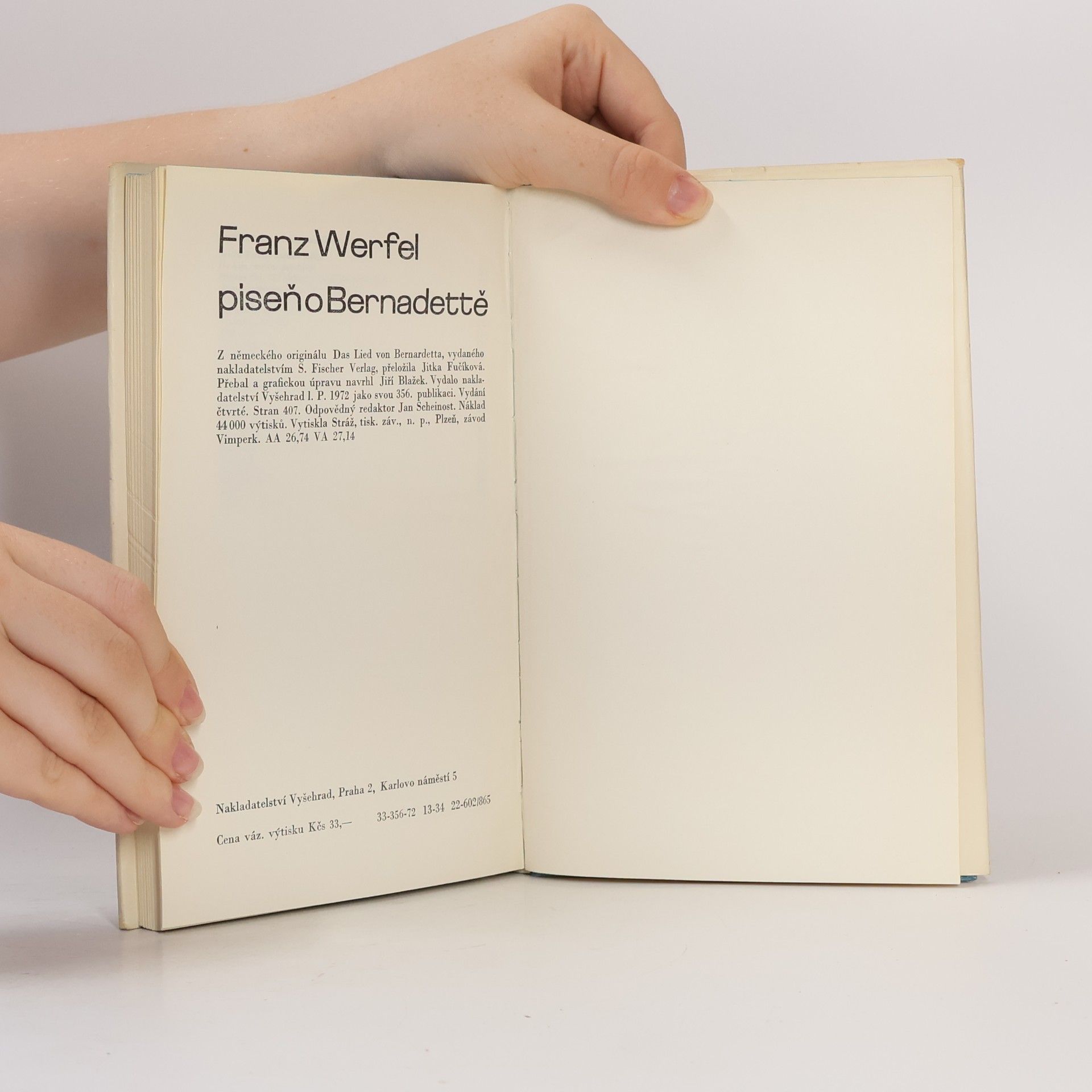 Franz Werfel Píseň o Bernadettě