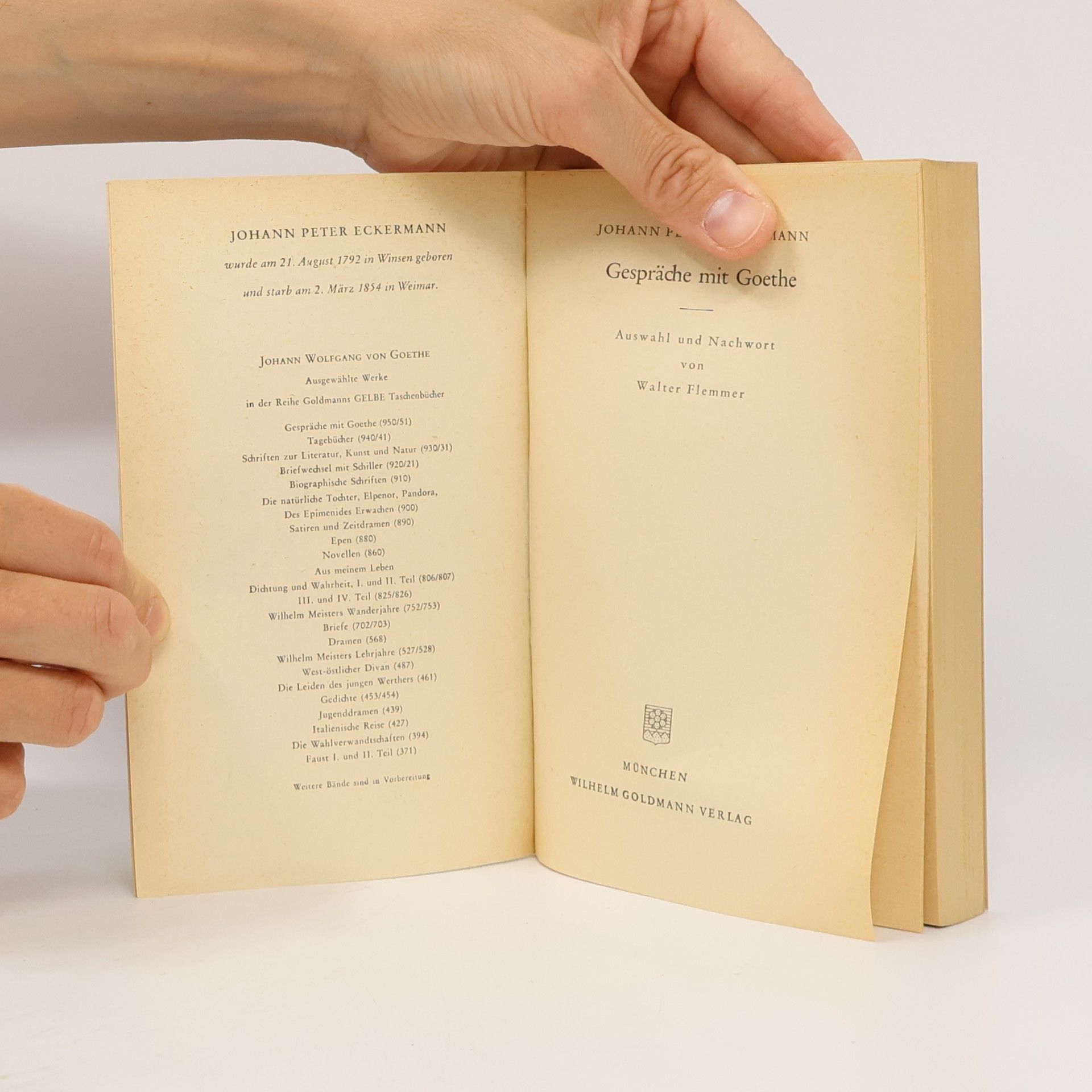 Johann Peter Eckermann Gespräche mit Goethe