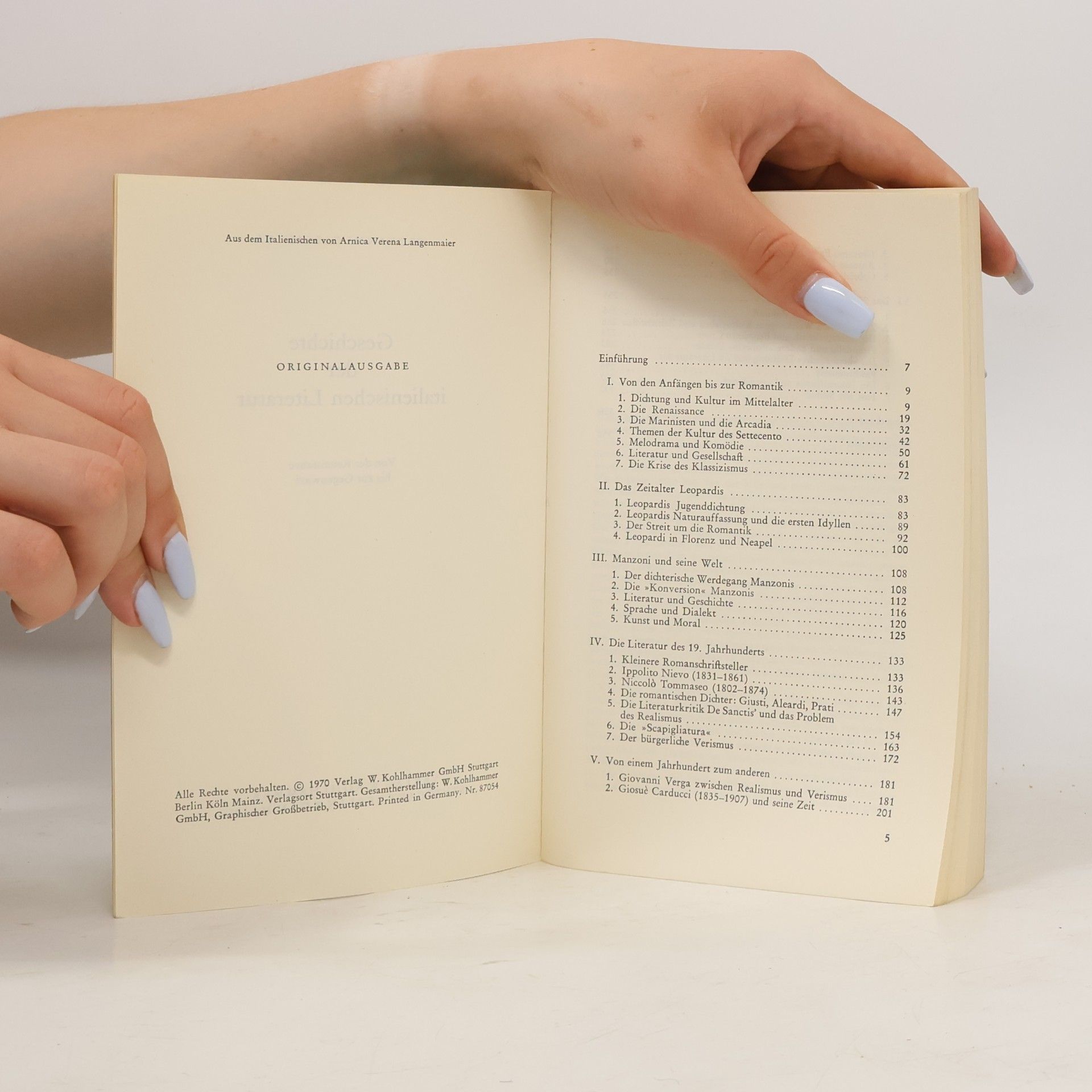 Giovanni Carsaniga Geschichte der italienischen Literatur