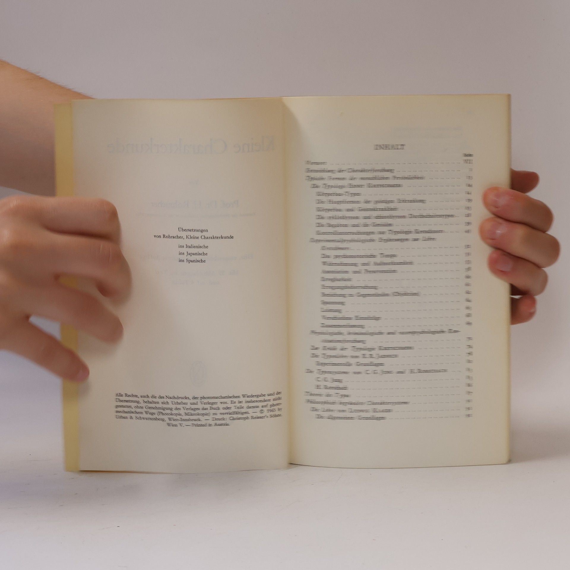 Hubert Rohracher Kleine Charakterkunde