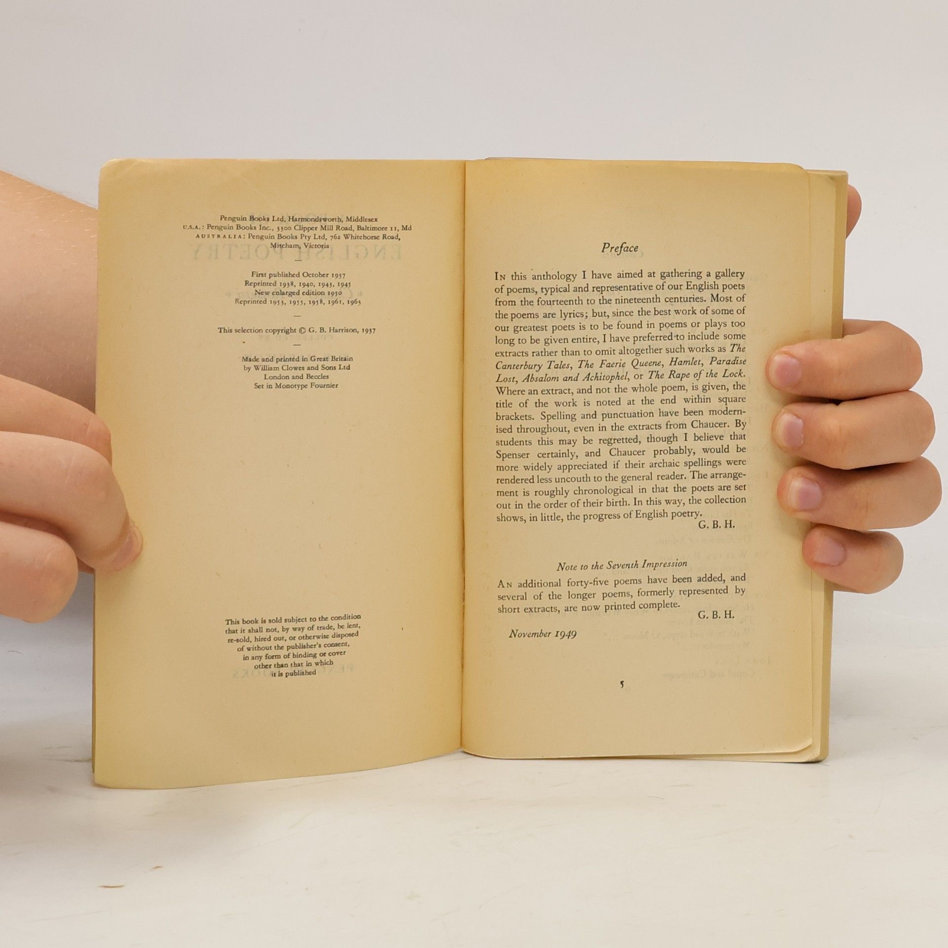 Various authors A Book of English Poetry
