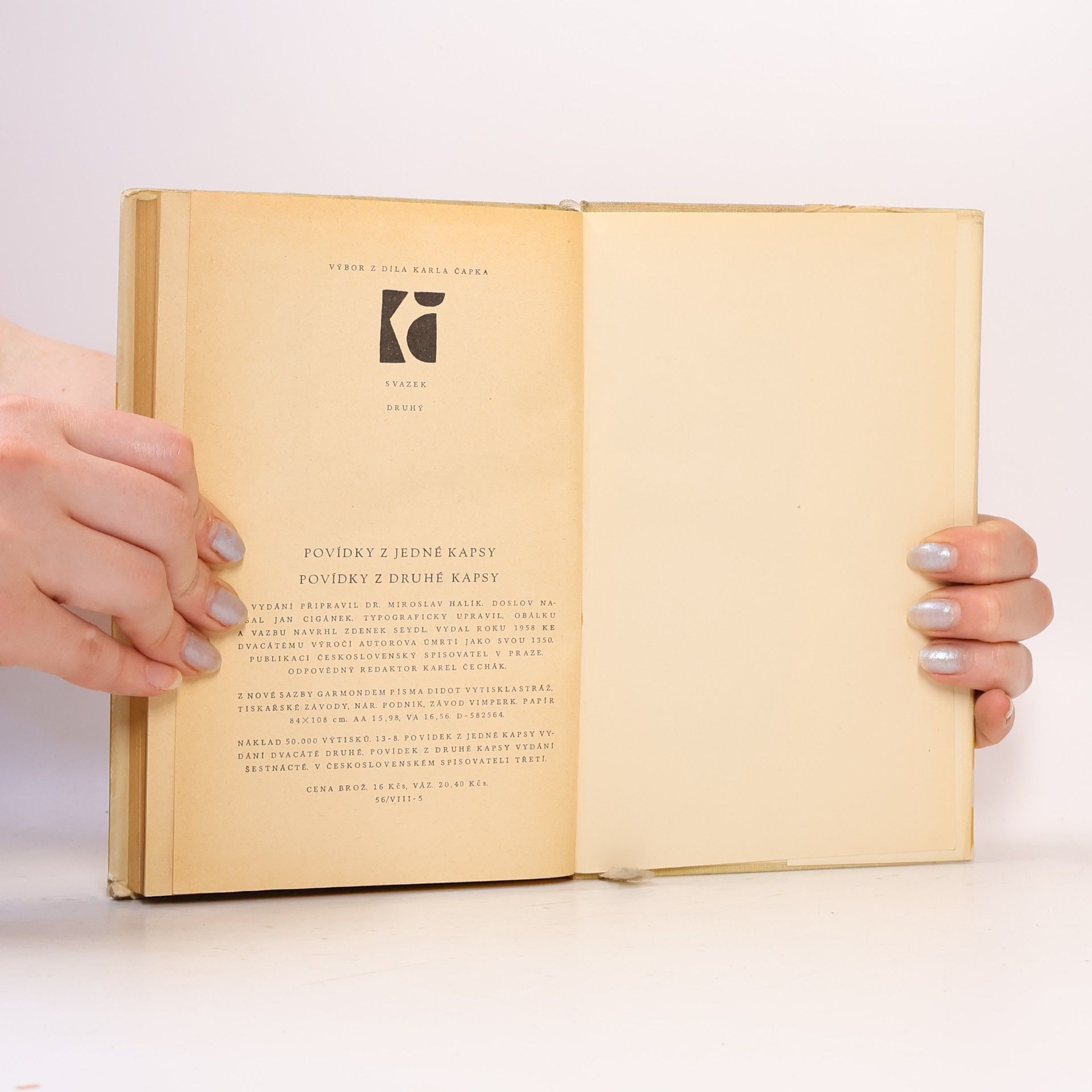 Karel Čapek Povídky z jedné kapsy. Povídky z druhé kapsy