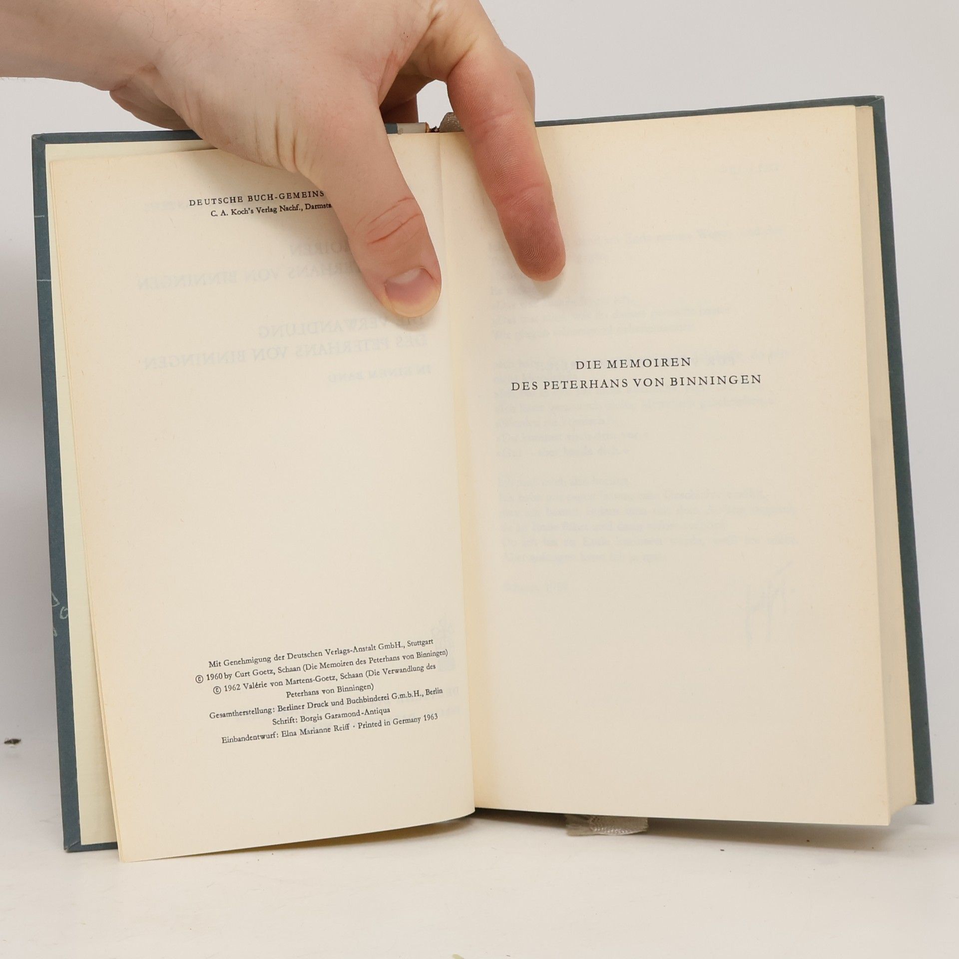 Curt Goetz Die Memoiren des Peterhans von Binningen