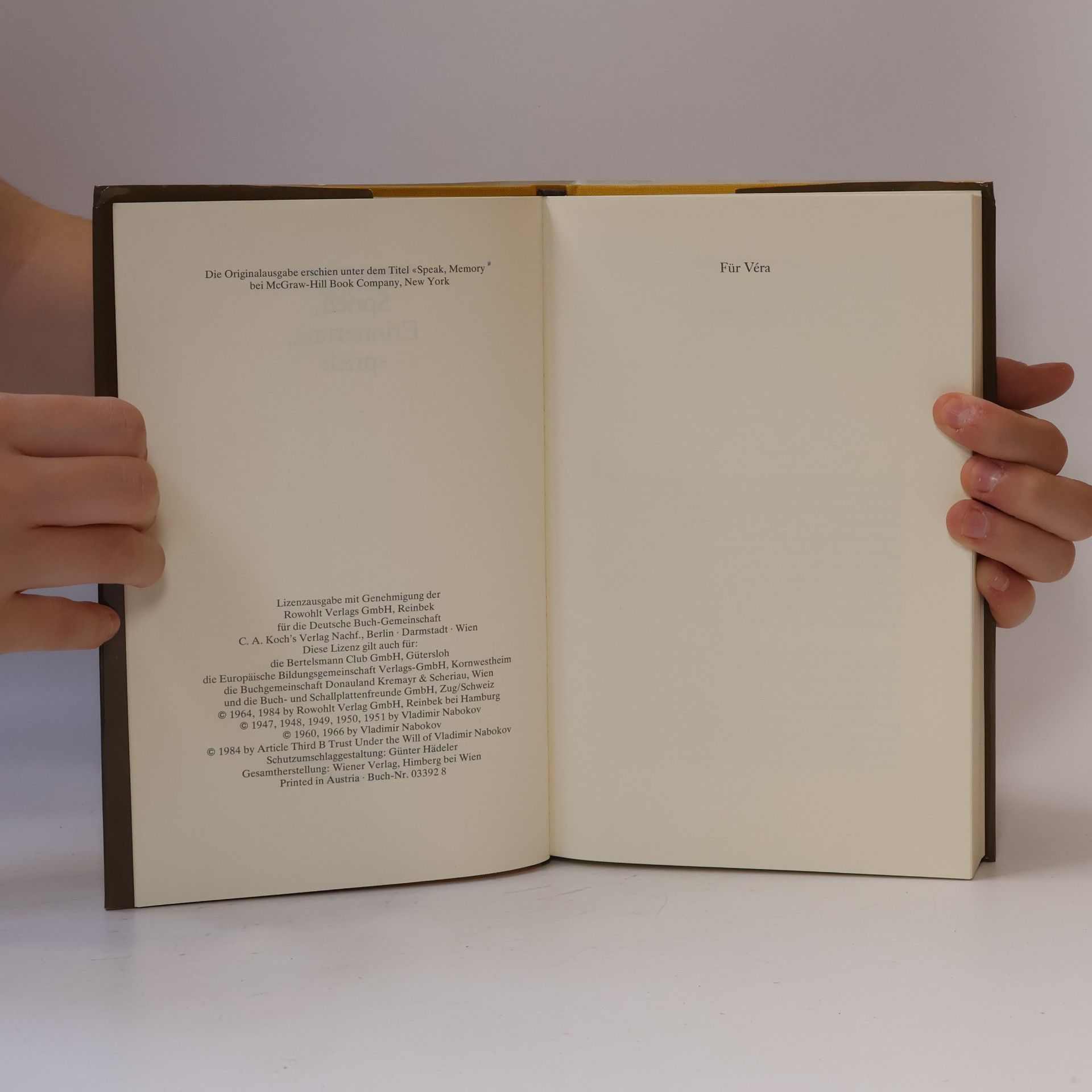 Vladimir Nabokov Sprich, Erinnerung, sprich