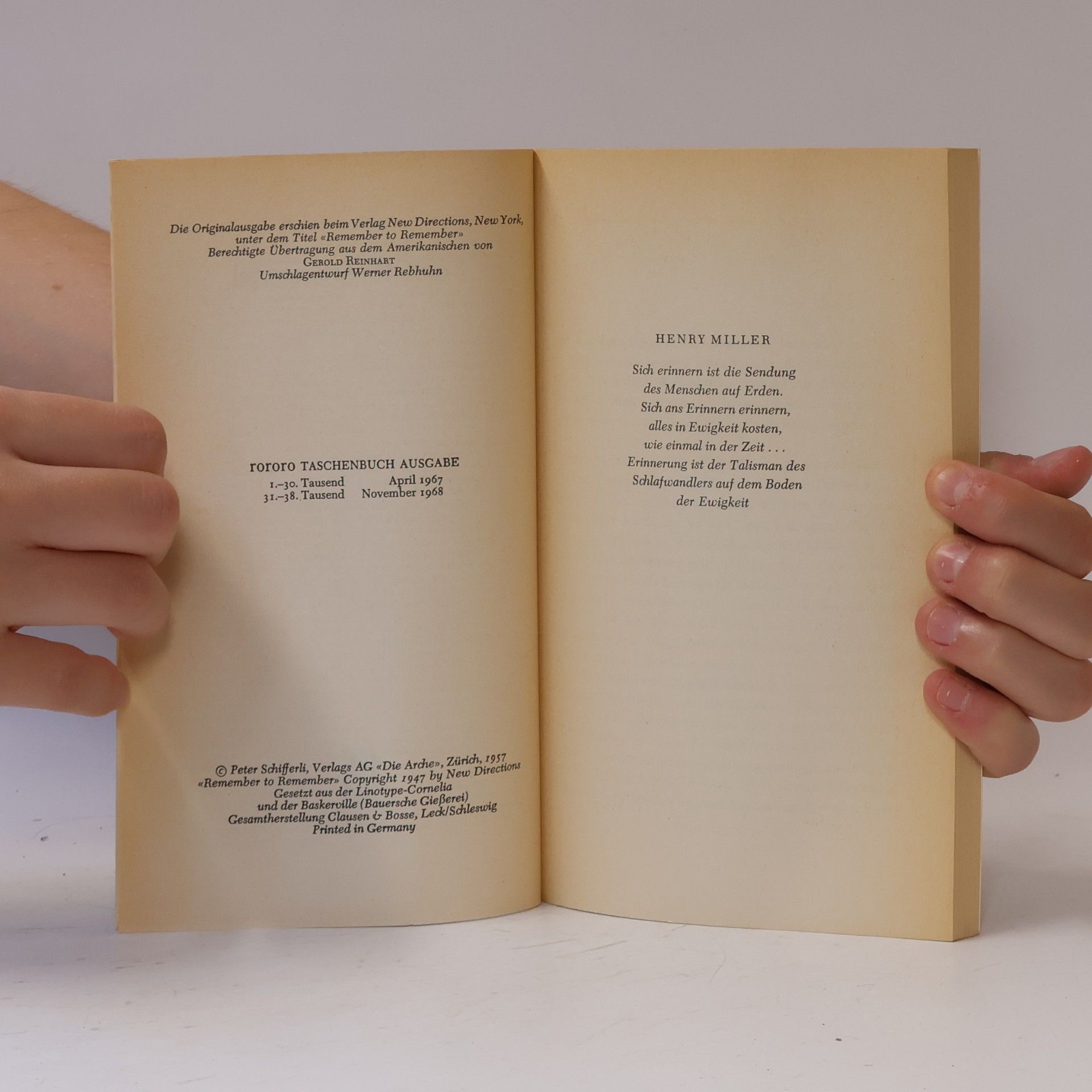 Henry Miller Land der Erinnerung