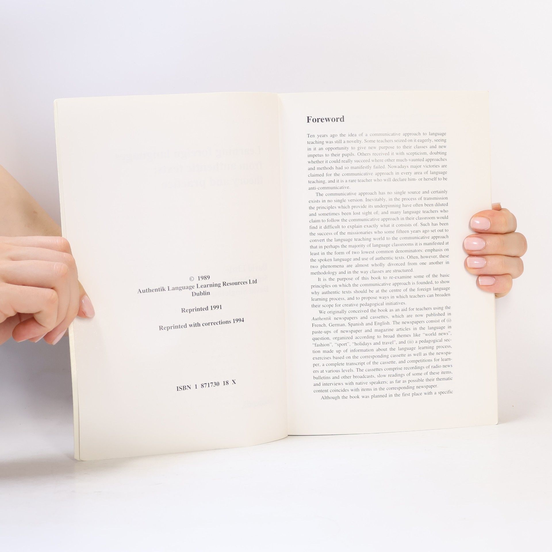 David Little Learning Foreign Languages from Authentic Texts