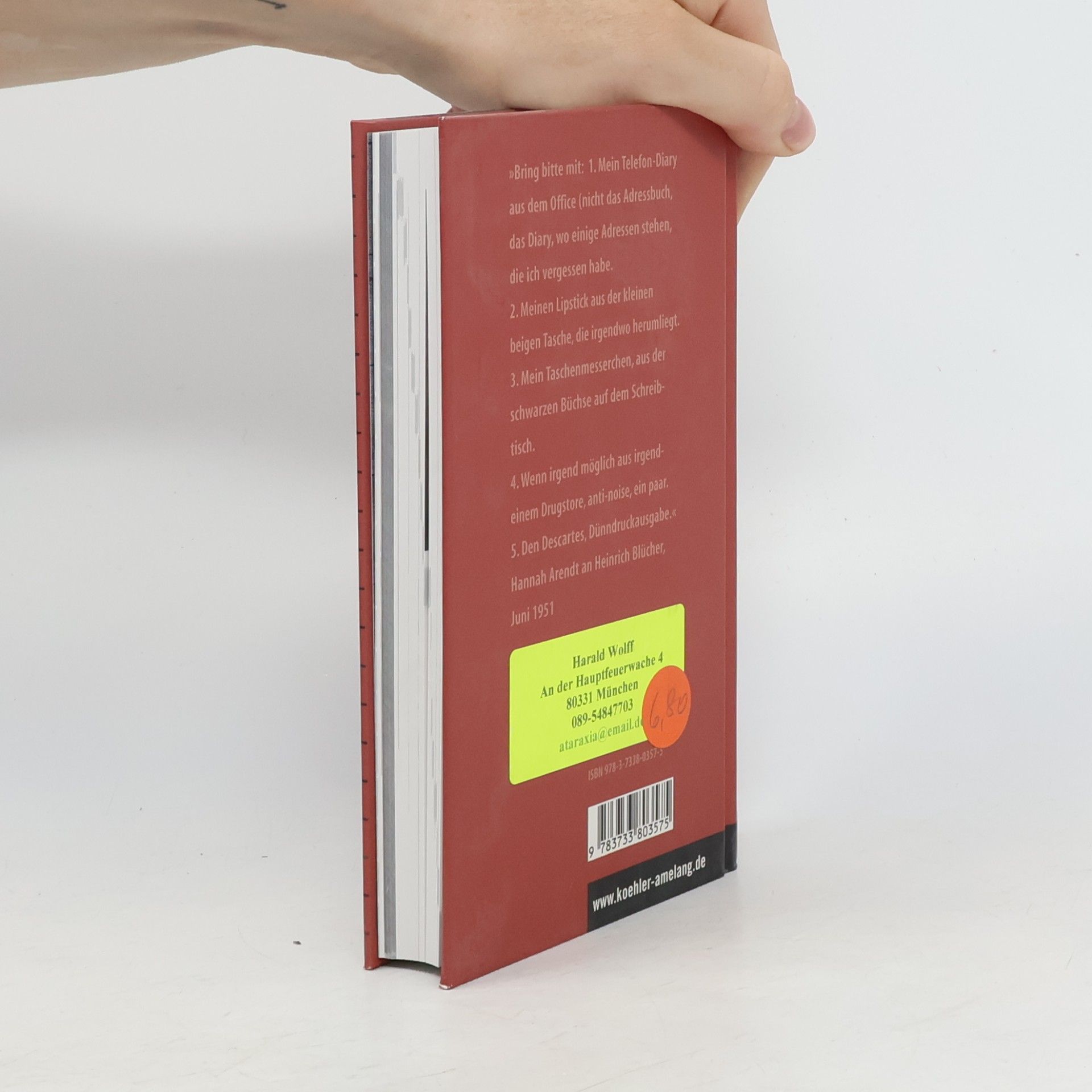 Christine Fischer Hannah Arendt - das private Adressbuch 1951 - 1975