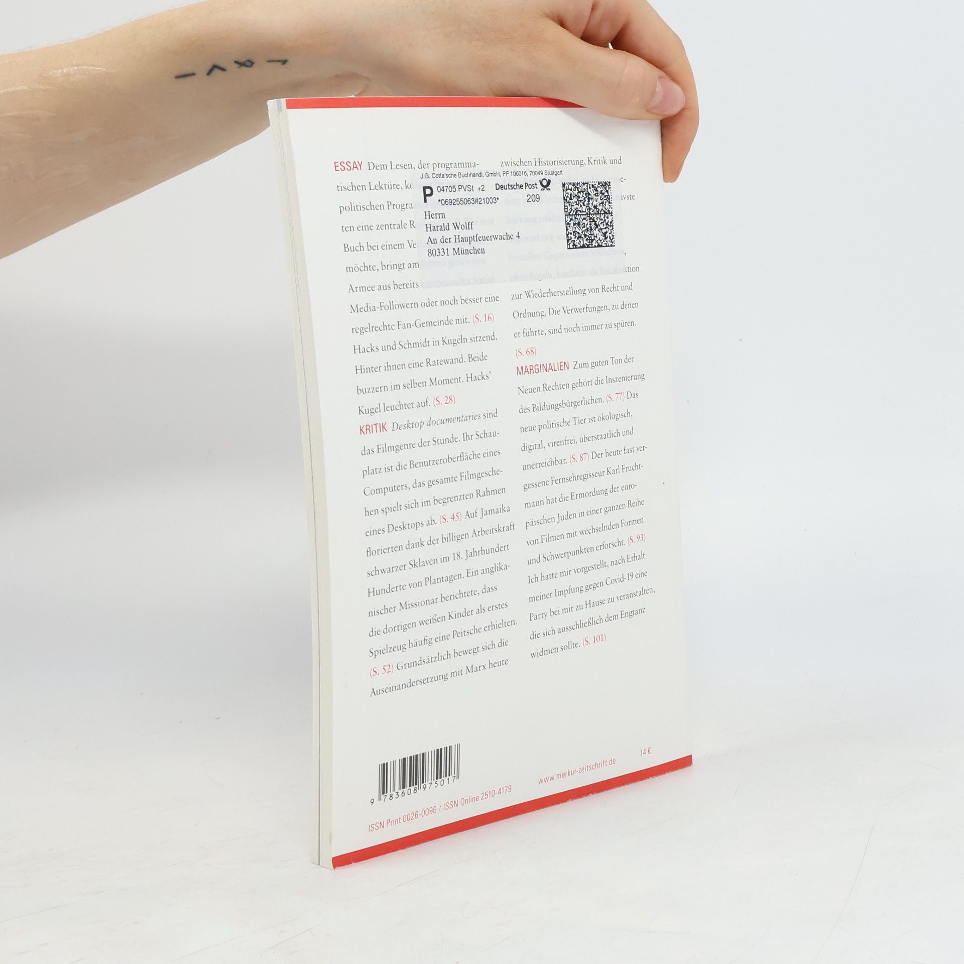 Christian Demand MERKUR Gegründet 1947 als Deutsche Zeitschrift für europäisches Denken - 2021-03