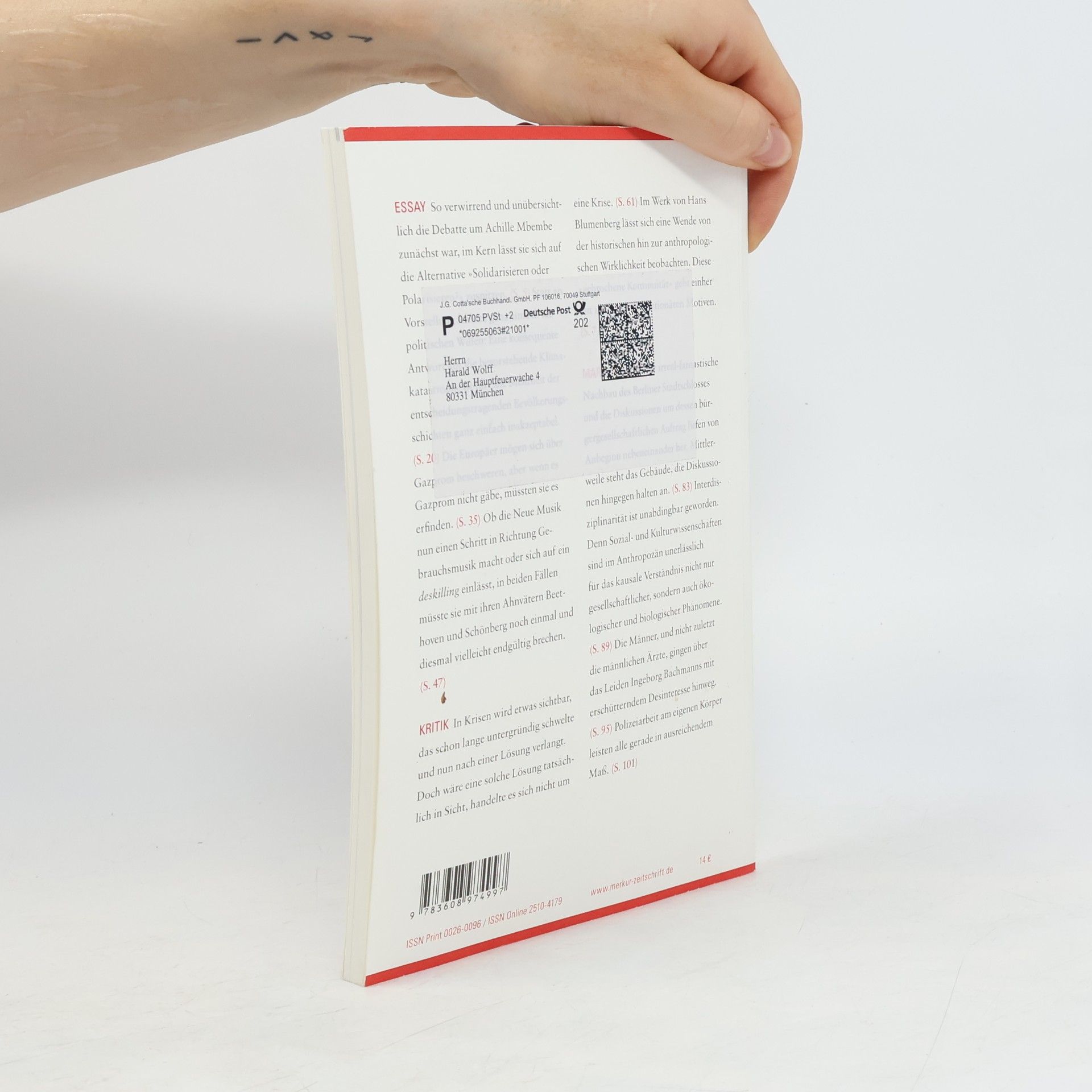 Christian Demand MERKUR Gegründet 1947 als Deutsche Zeitschrift für europäisches Denken - 2021-01