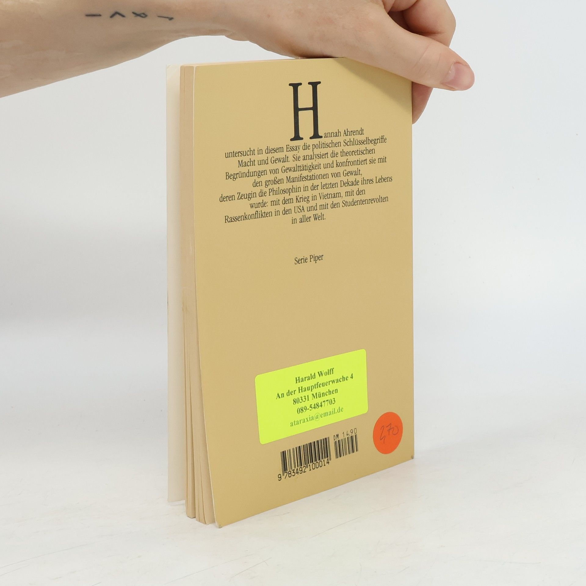 Hannah Arendt Macht und Gewalt