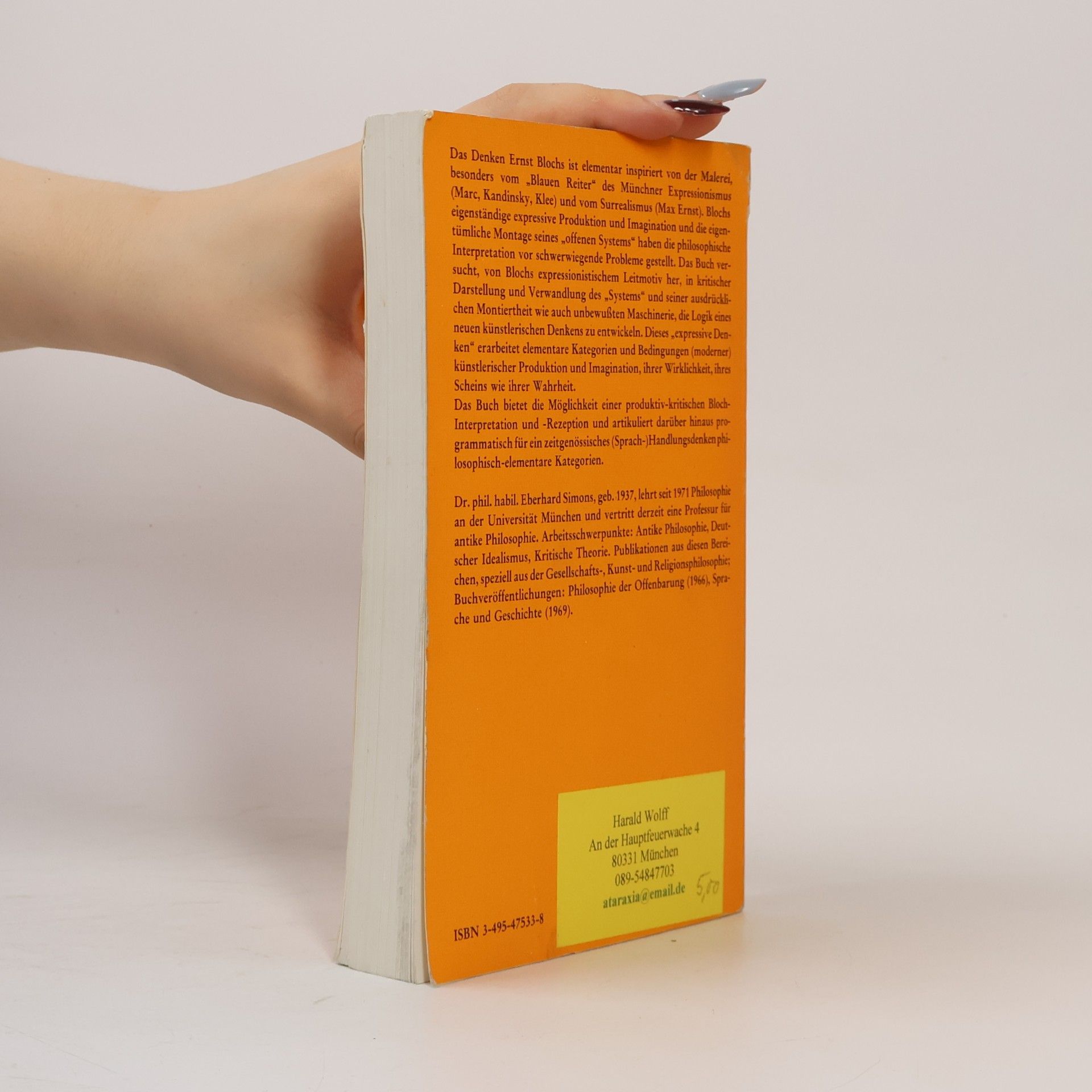 Eberhard Simons Alber-Broschur Philosophie: Das expressive Denken Ernst Blochs