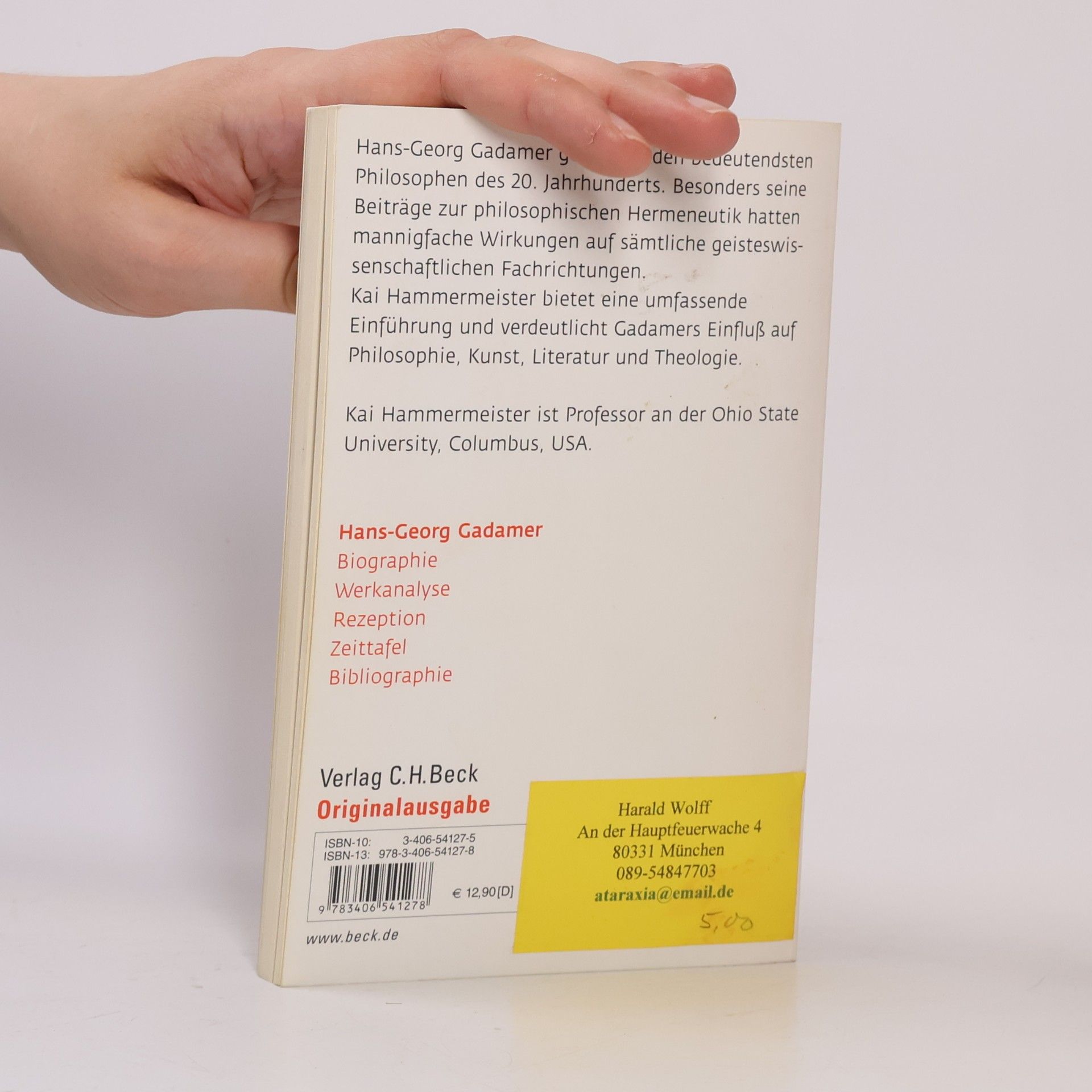 Kai Hammermeister Beck'sche Reihe Denker - 552: Hans-Georg Gadamer