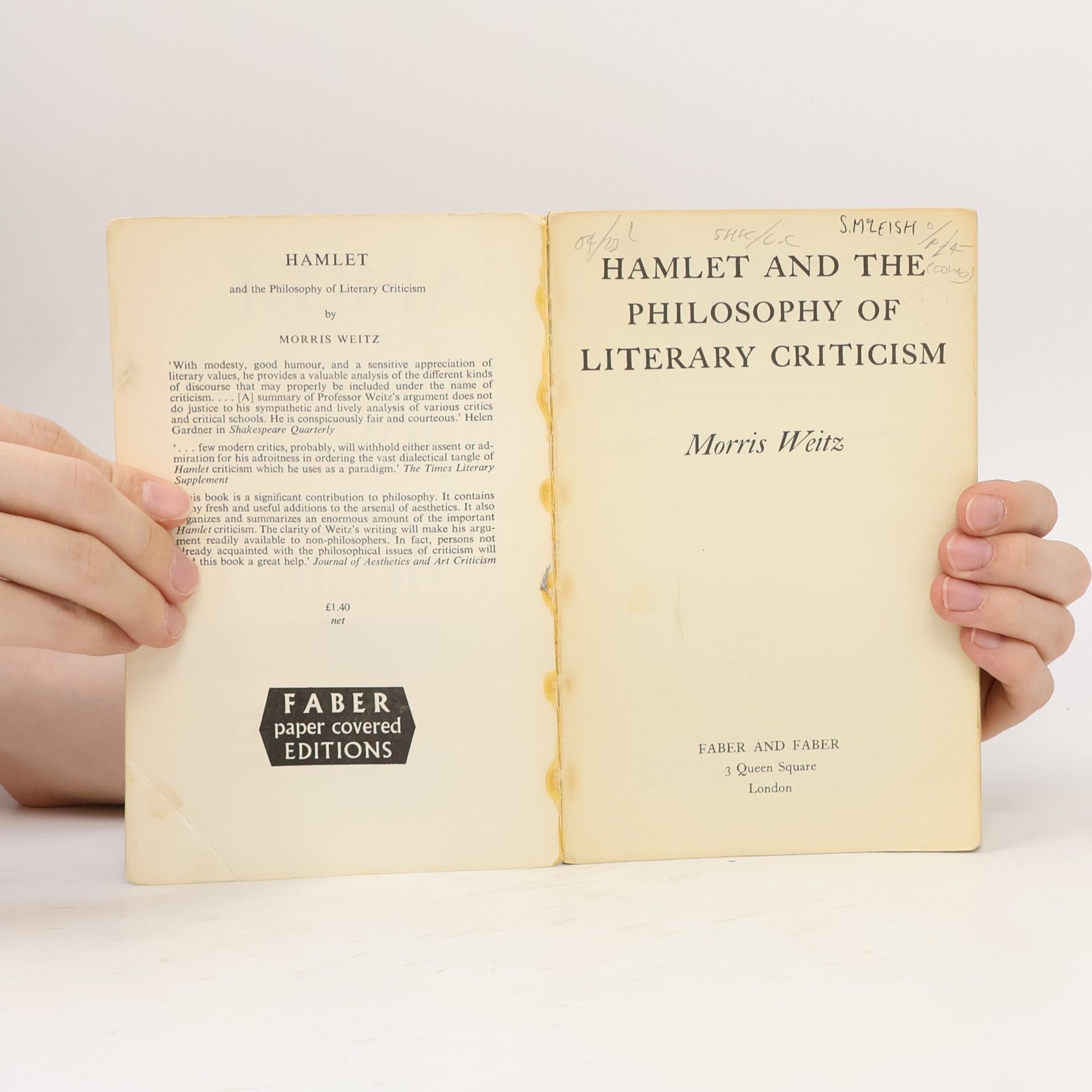 Morris Weitz Hamlet and the Philosophy of Literary Criticism