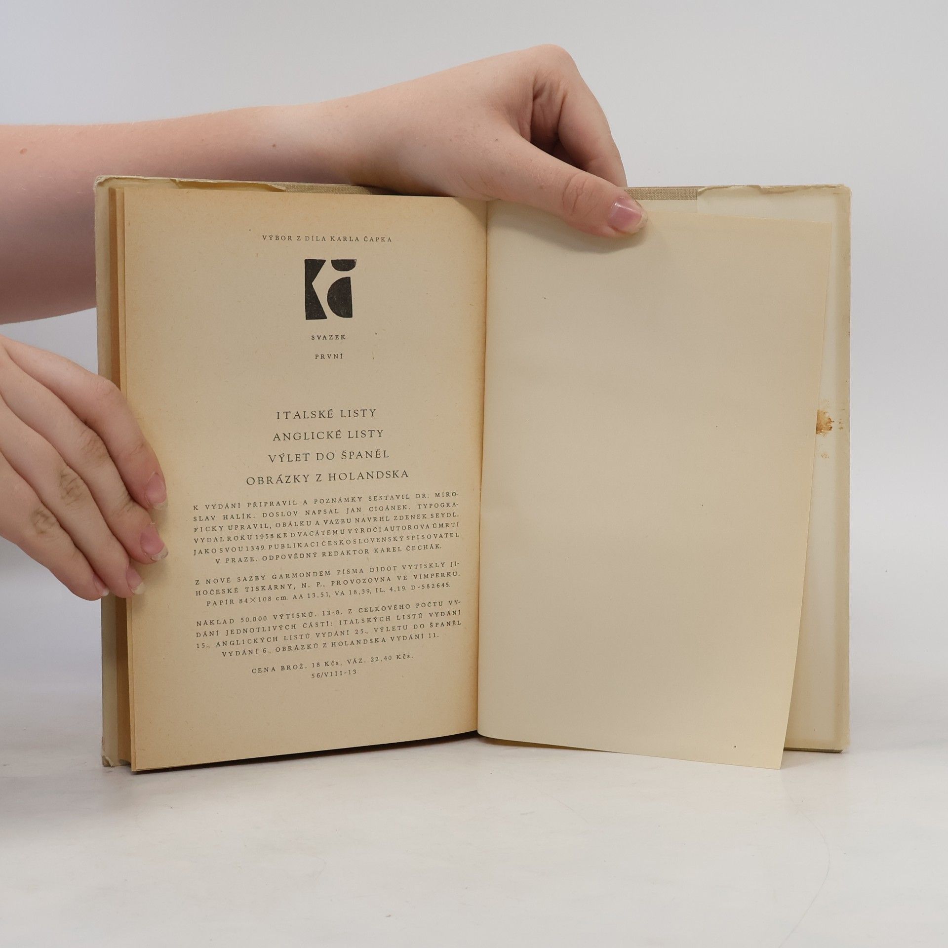 Karel Čapek Italské listy. Anglické listy. Výlet do Španěl. Obrázky z Holandska