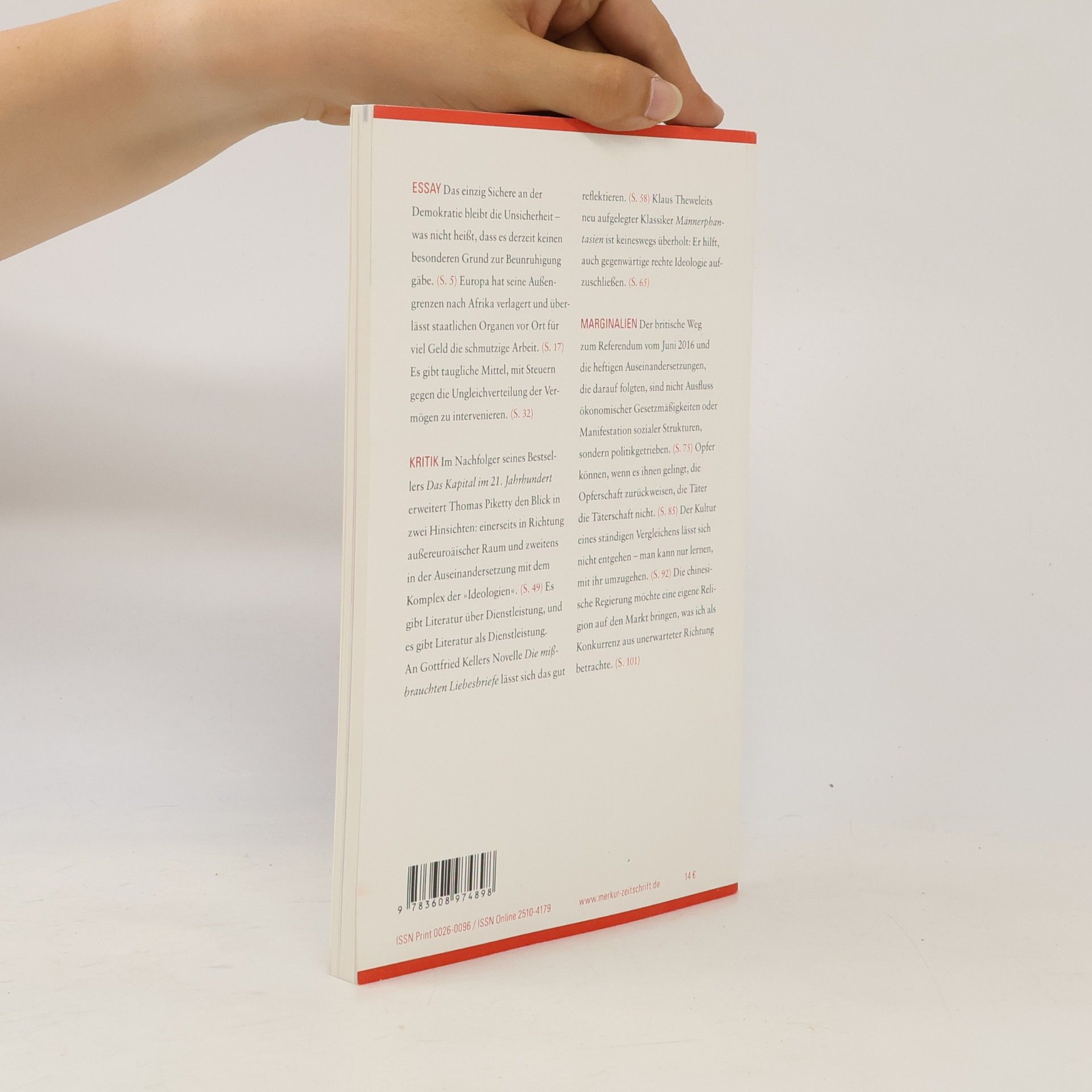 Christian Demand MERKUR Gegründet 1947 als Deutsche Zeitschrift für europäisches Denken - MERKUR Dt. Zeitschrift für europ. Denken