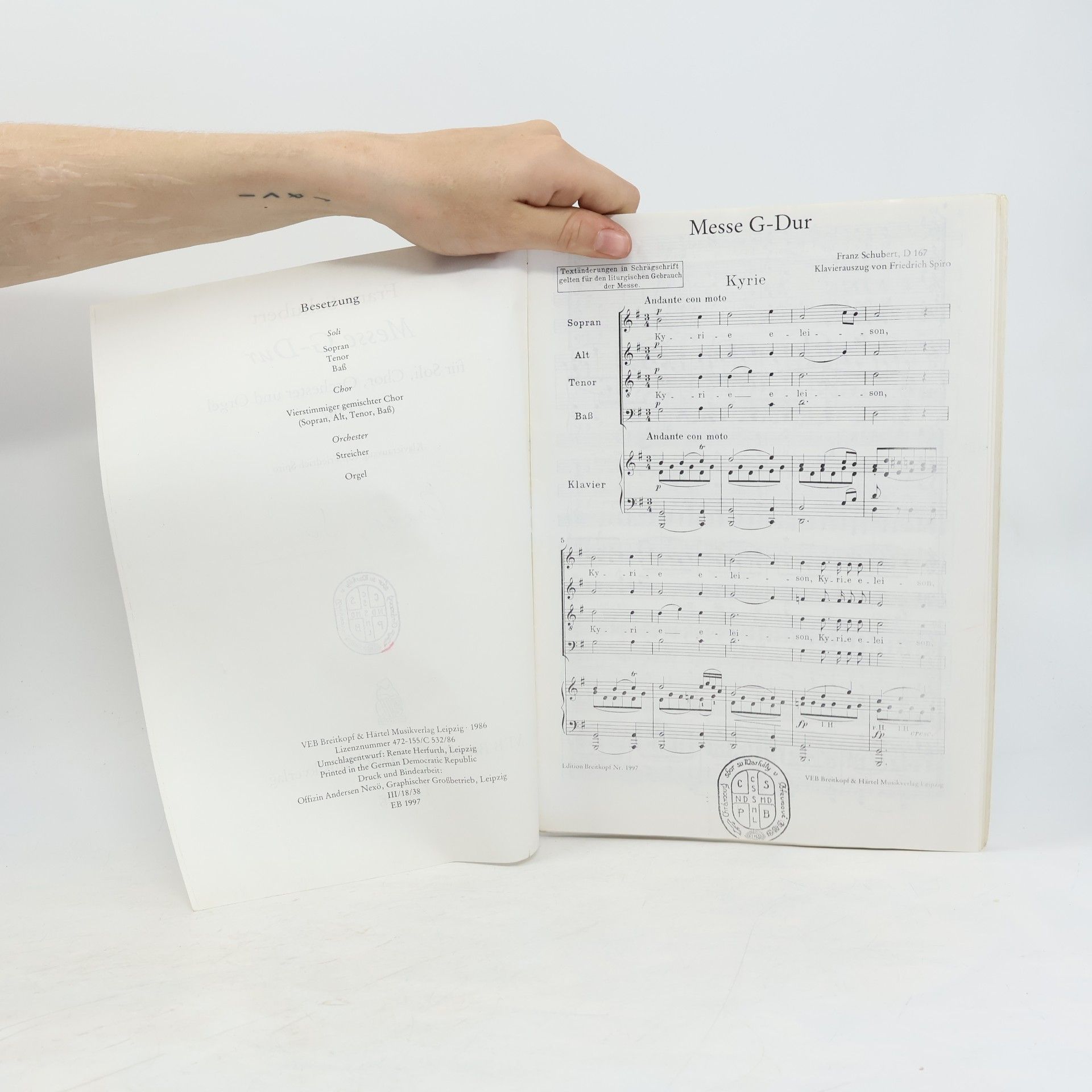 Franz Schubert Messe G-Dur für Soli, Chor, Orchester und Orgel D 167