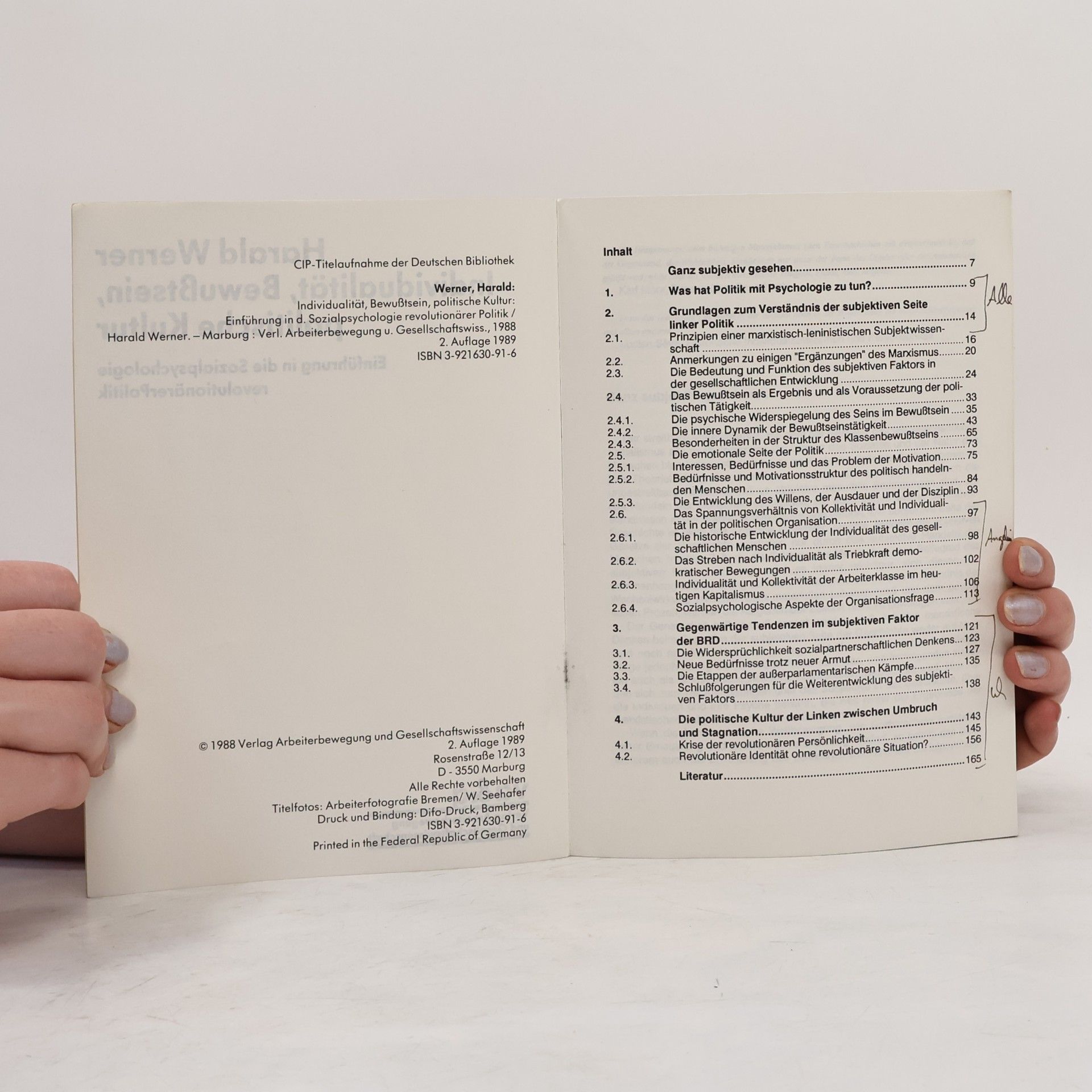 Harald Werner Individualität, Bewusstsein, politische Kultur