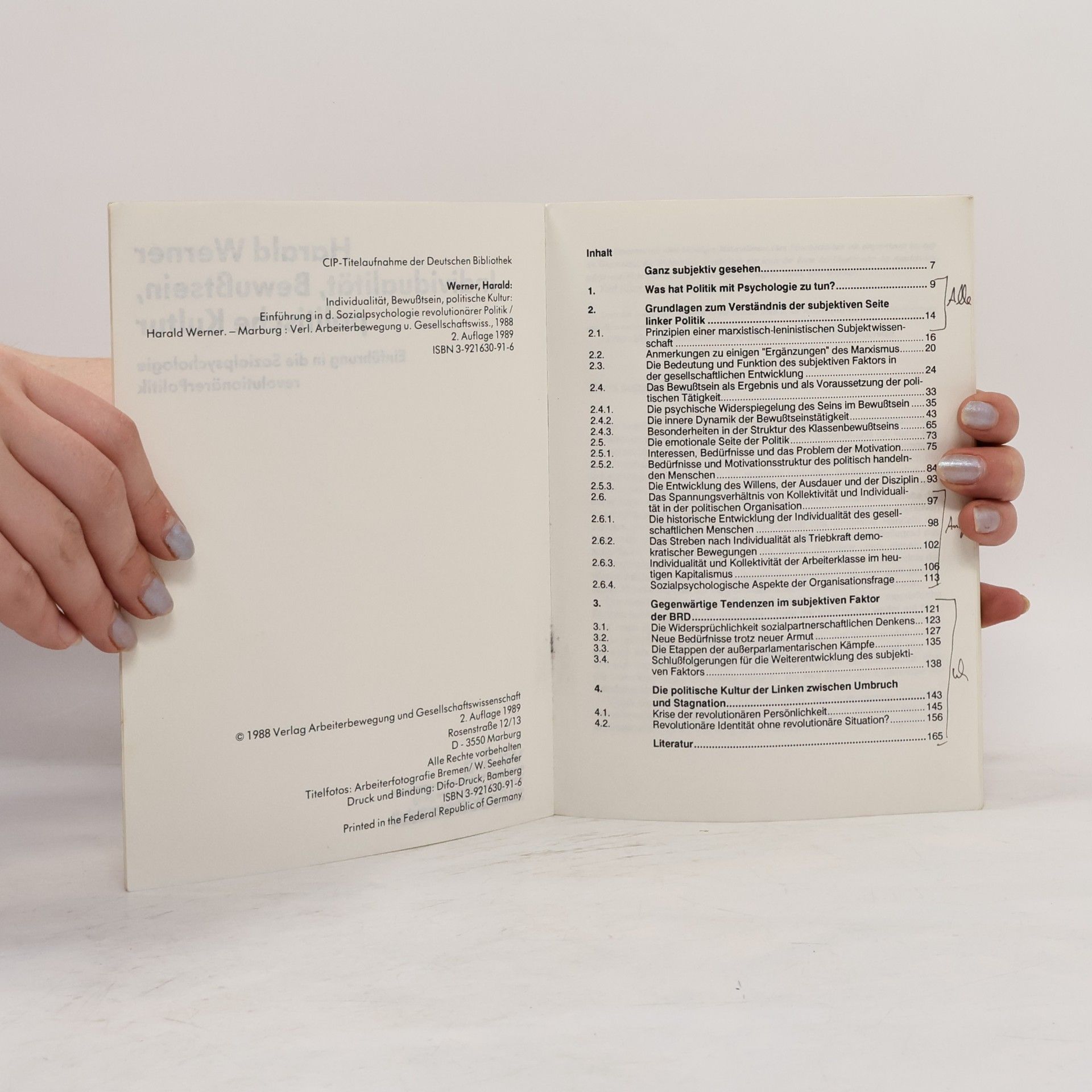 Harald Werner Individualität, Bewusstsein, politische Kultur