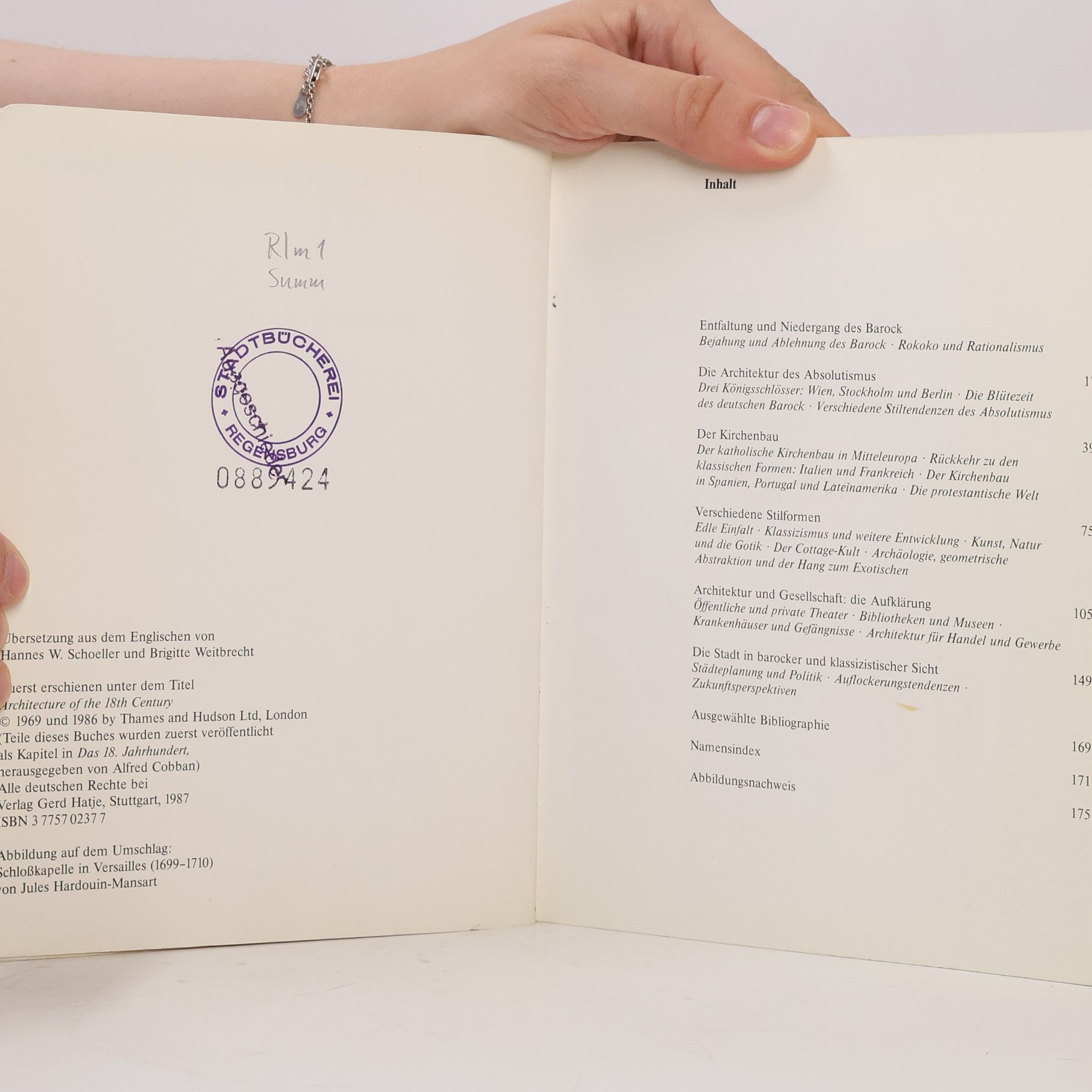 John Newenham Summerson Die Architektur des 18. Jahrhunderts