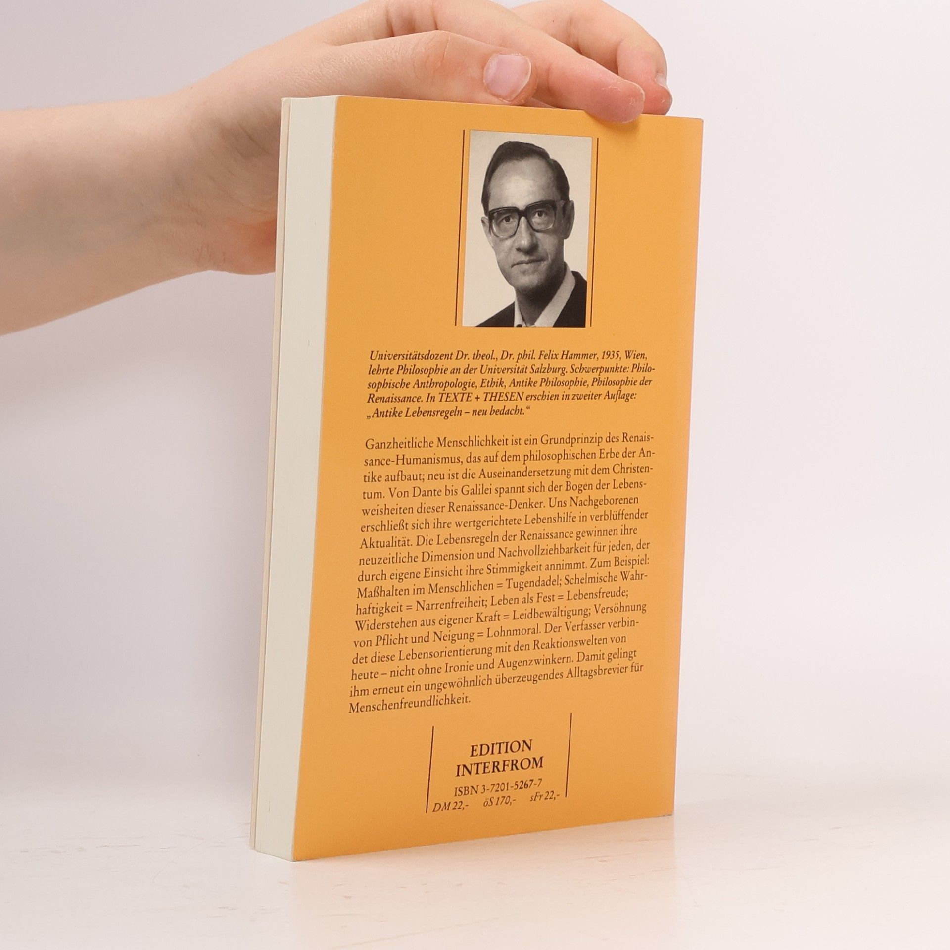 Felix Hammer TEXTE+ THESEN: Lebensregeln der Renaissance neu bedacht