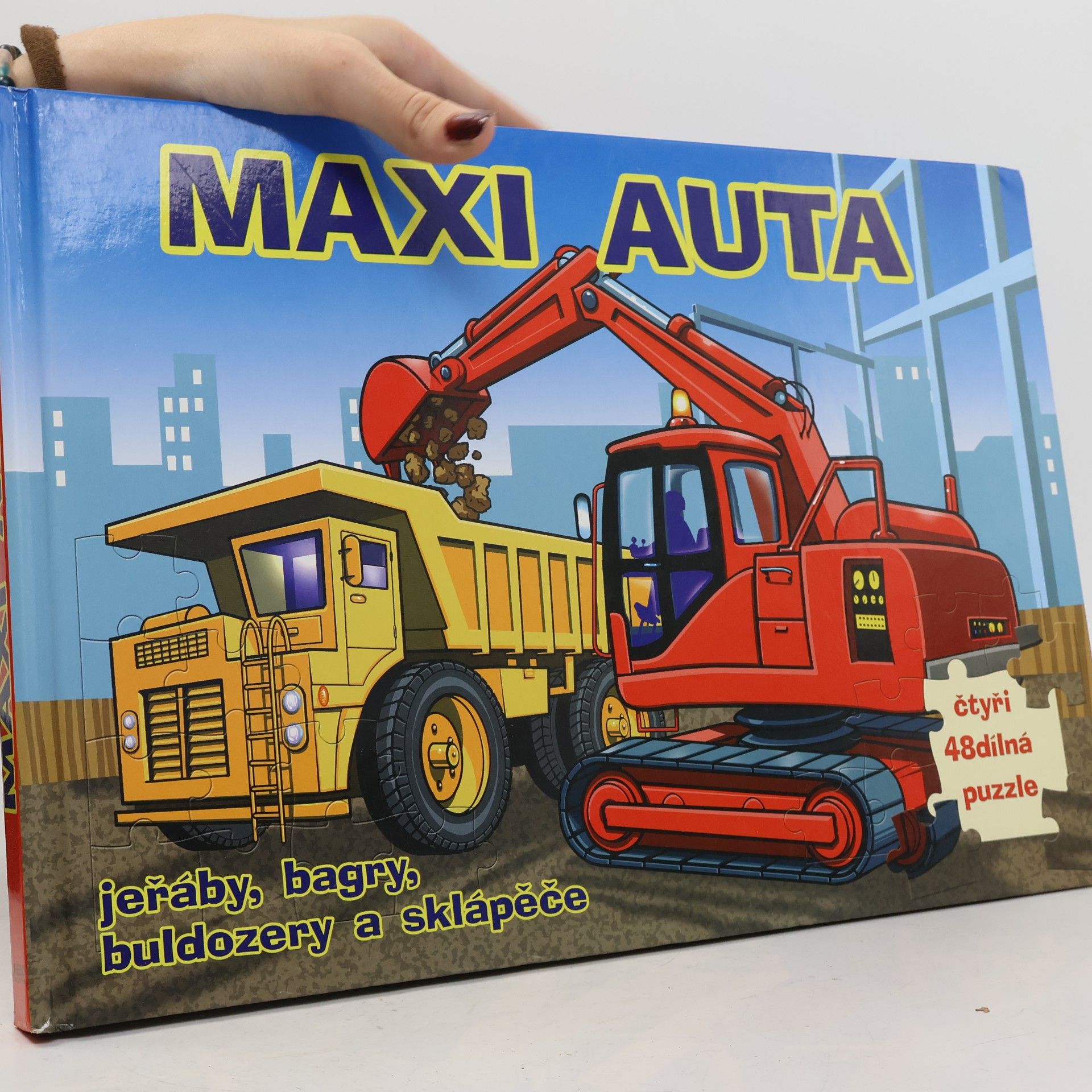 Gaston Vanzet Maxi auta: jeřáby, bagry, budlozery a sklápěče. Čtyři 48dílná puzzle