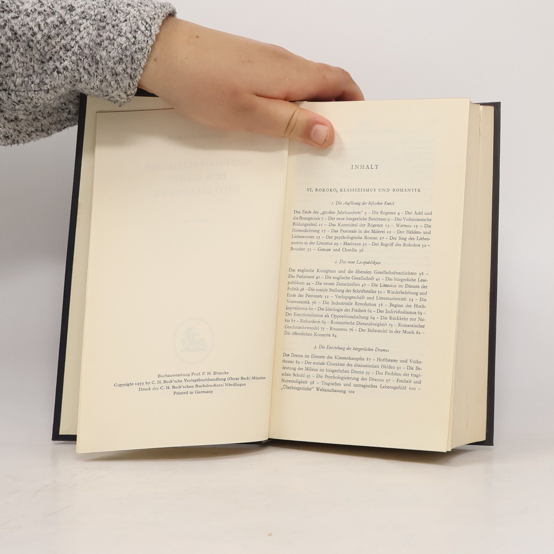 Arnold Hauser Sozialgeschichte der Kunst und Literatur