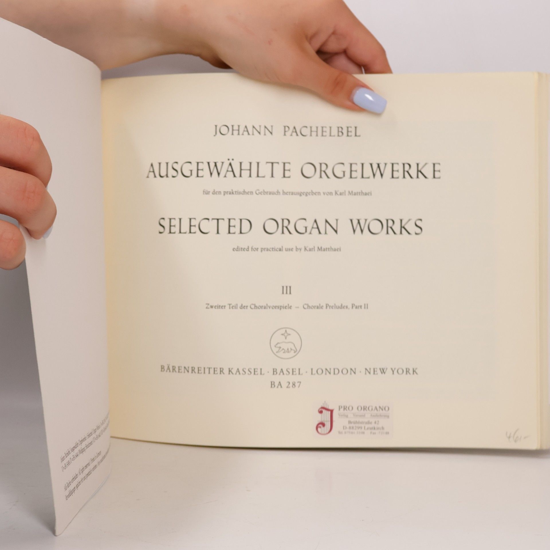 Johann Pachelbel Ausgewählte Orgelwerke 3