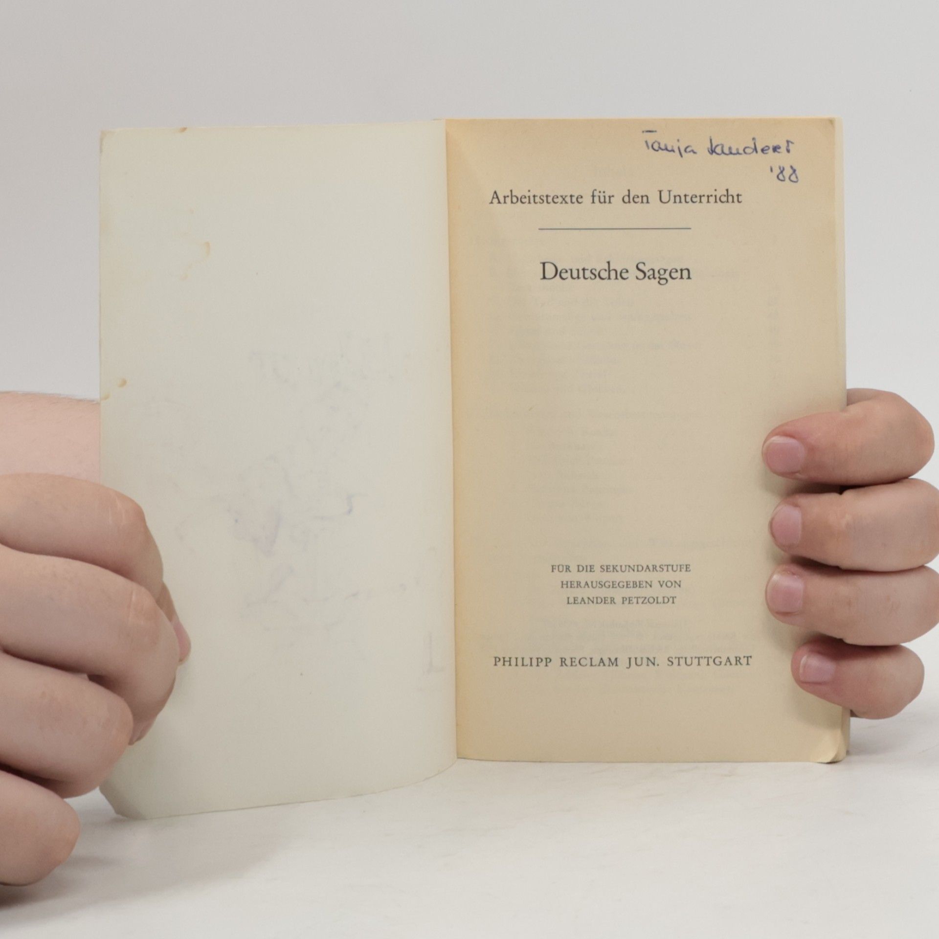 Leander Petzoldt Reclams Universal-Bibliothek: Deutsche Sagen: Arbeitstexte für den Unterricht