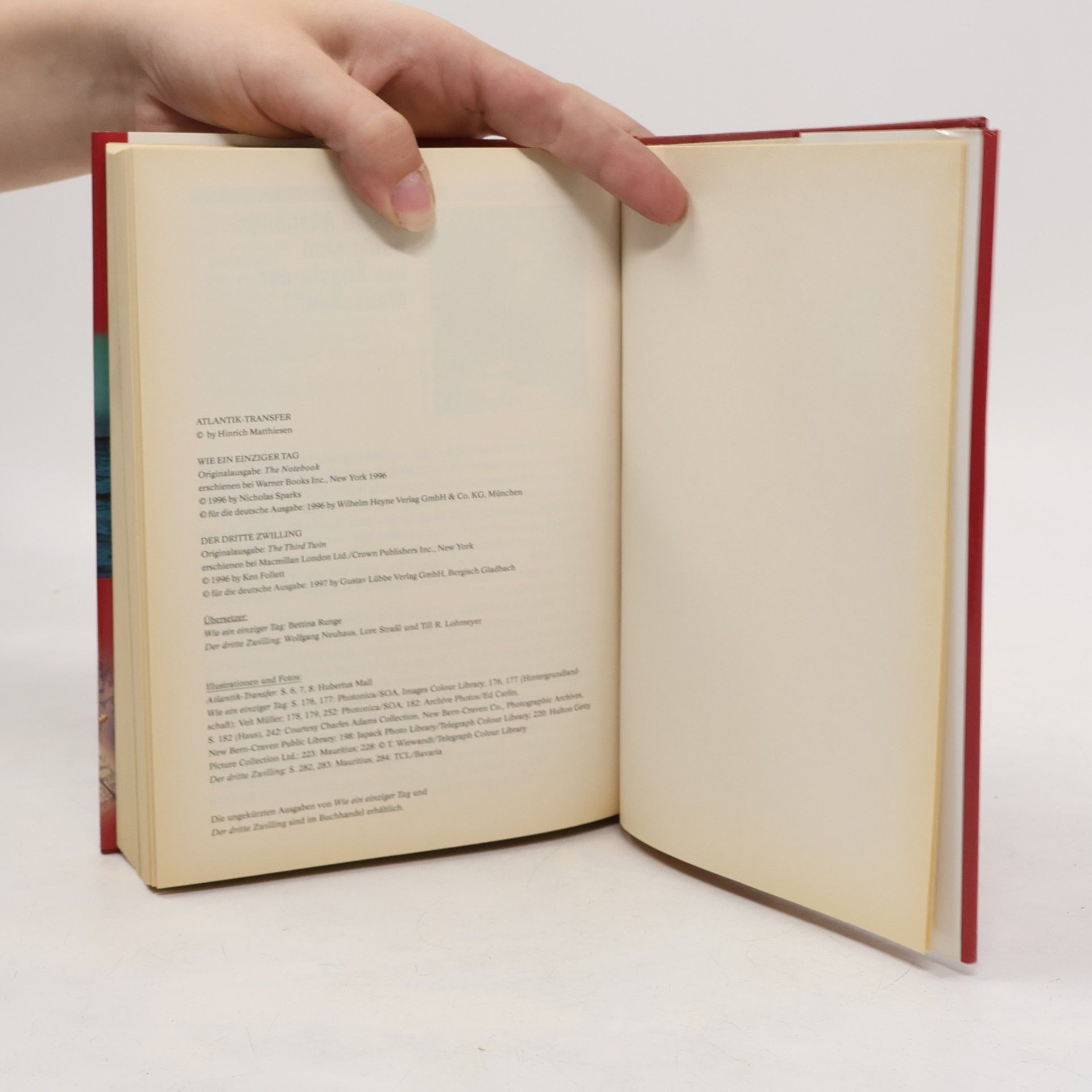 Hinrich Matthiesen Reader's Digest Auswahlbücher. Atlantik- transfer. Wie ein einziger tag. Der dritte Zwilling.
