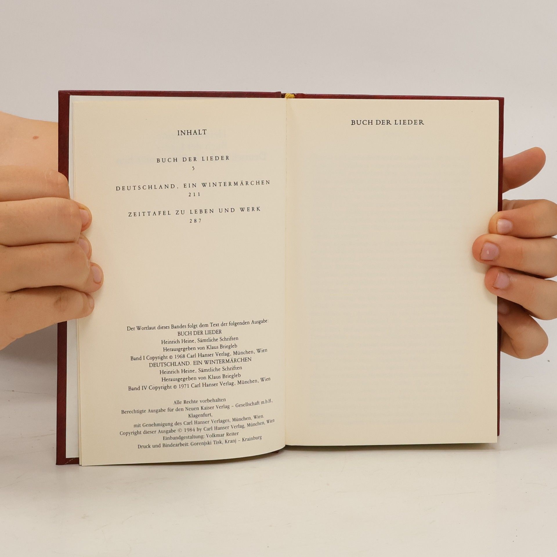 Heinrich Heine Buch der Lieder. Deutschland, ein Wintermärchen