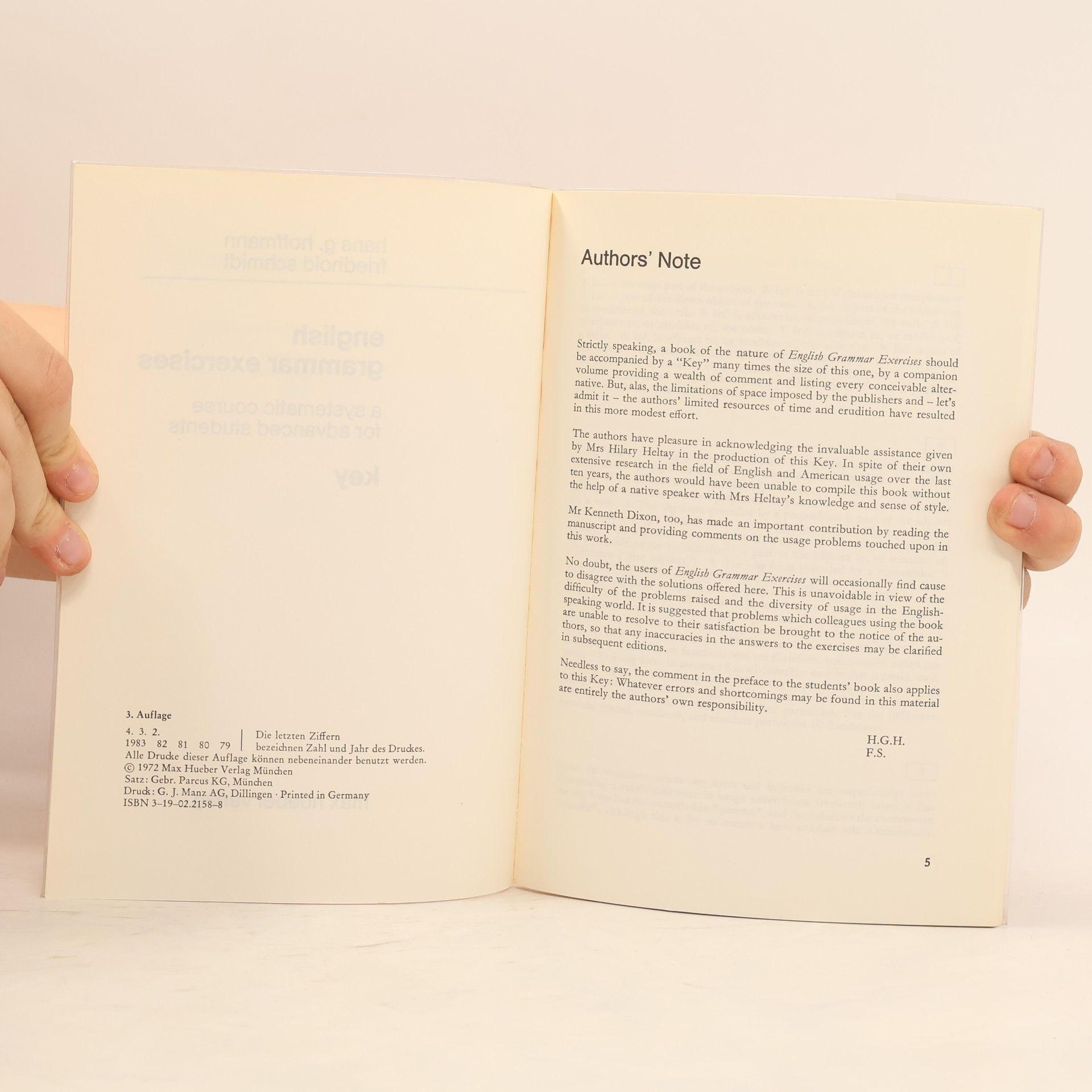 Friedhold Schmidt English Grammar Exercises, Schlüssel zum Arbeitsbuch