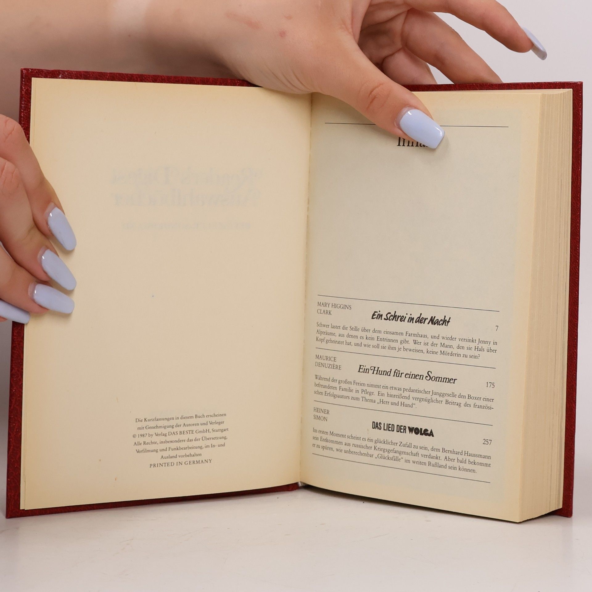 Mary Higgins Clark Readers Digest Auswahlbücher: Ein Schrei in der Nacht. Ein Hund für einen Sommer. Das Lied der Wolga