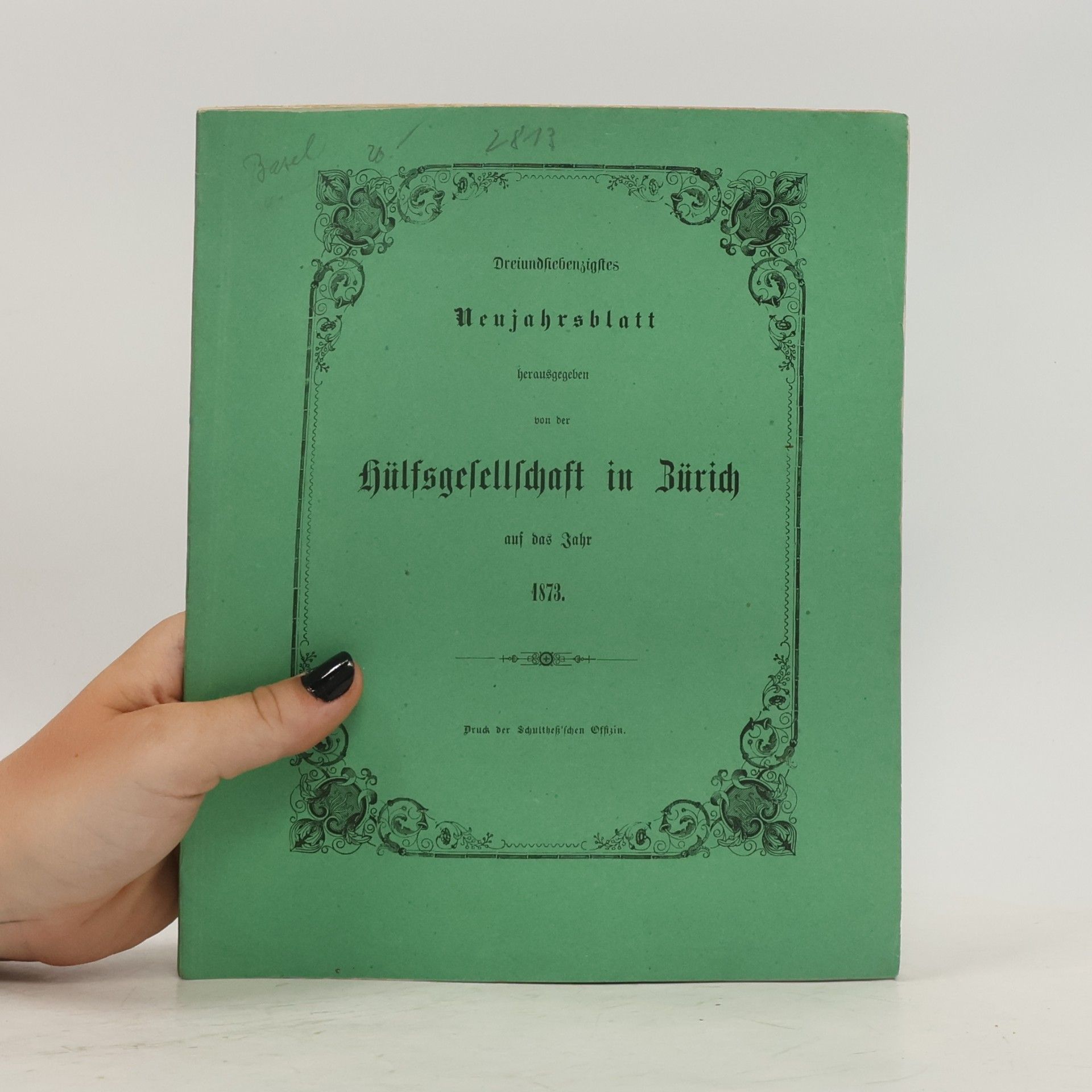 kolektiv Neujahrsblatt von der Hülfsgesellschaft in Zürich