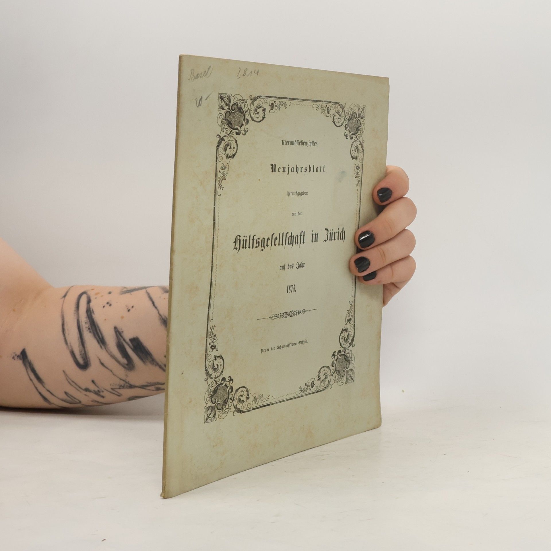 kolektiv Hülfsgesellschaft in Zürich auf das Jahr 1874