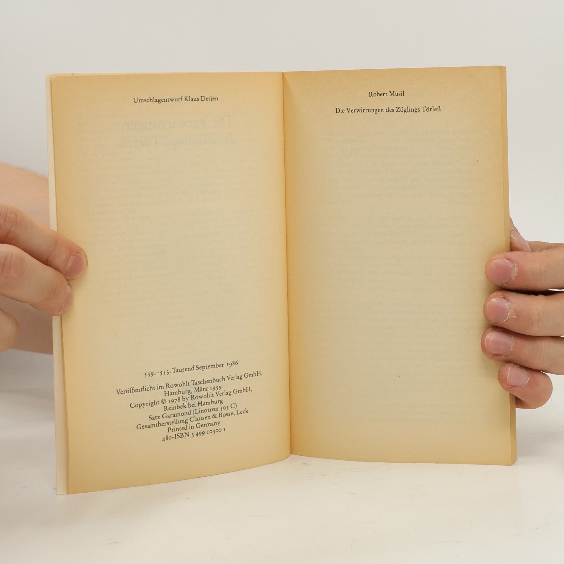 Robert Musil Die Verwirrungen des Zöglings Törleß