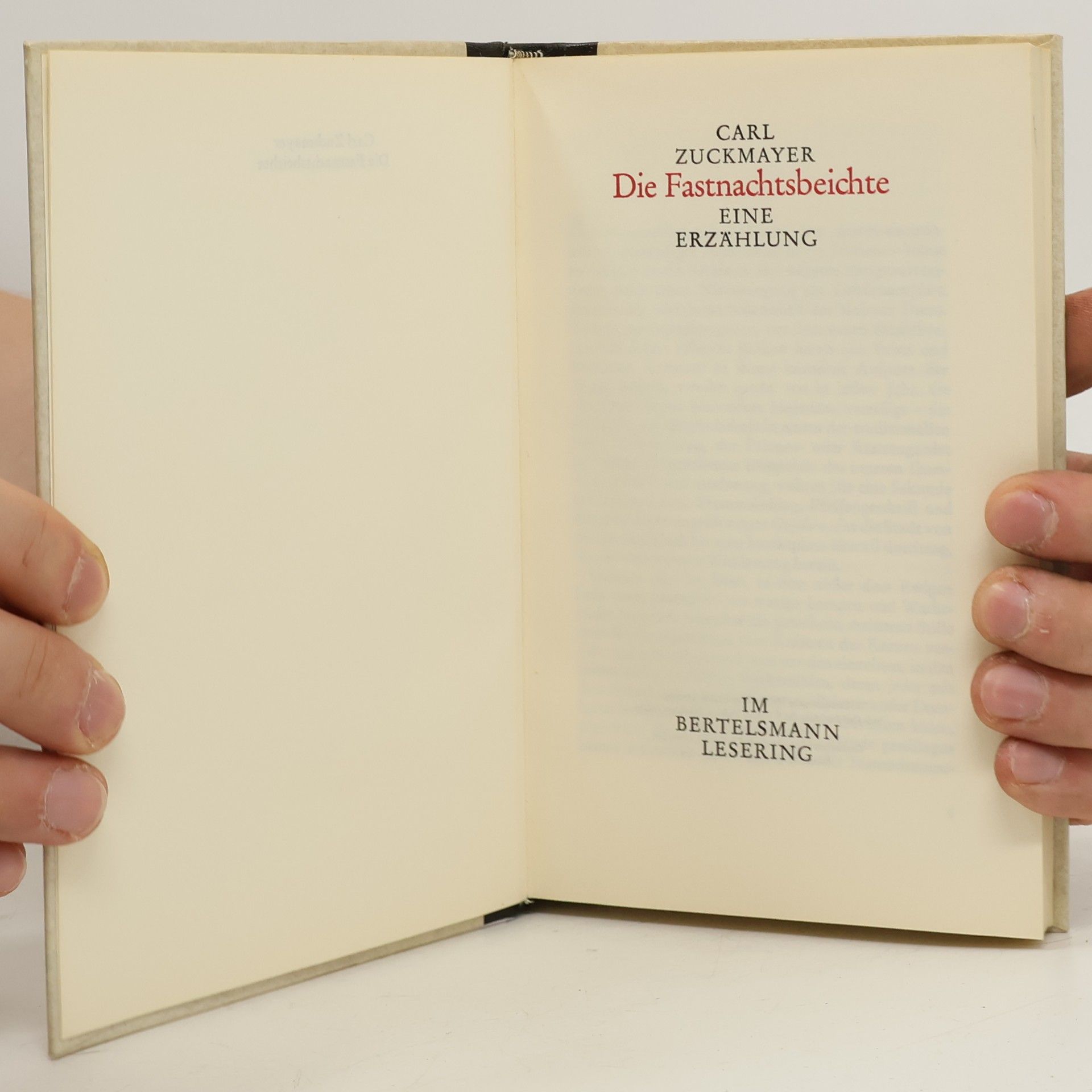 Carl Zuckmayer Die Fastnachtsbeichte