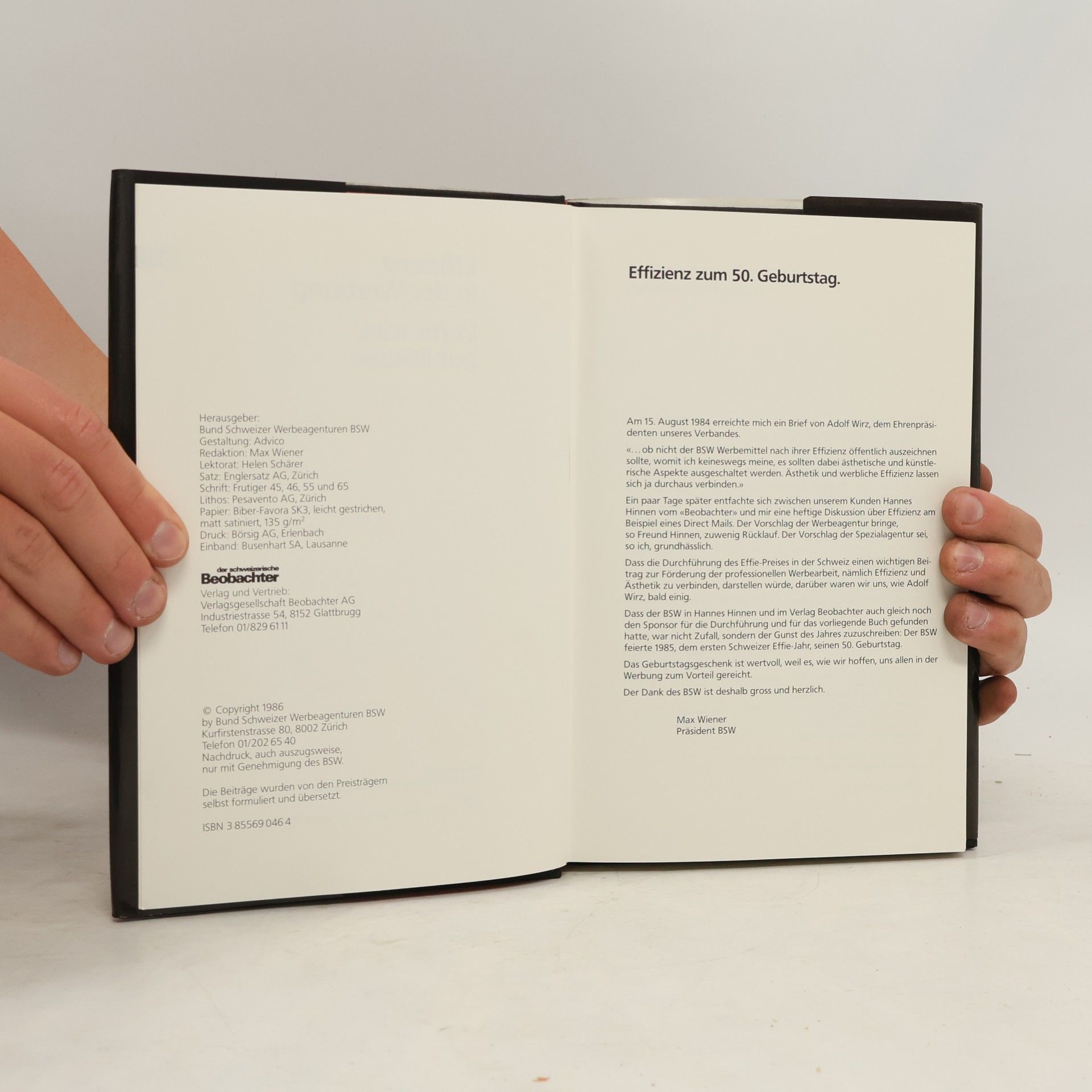 Bund Schweizer Werbeagenturen BSW Effizienz in der Werbung / L'efficacité publicitaire 85