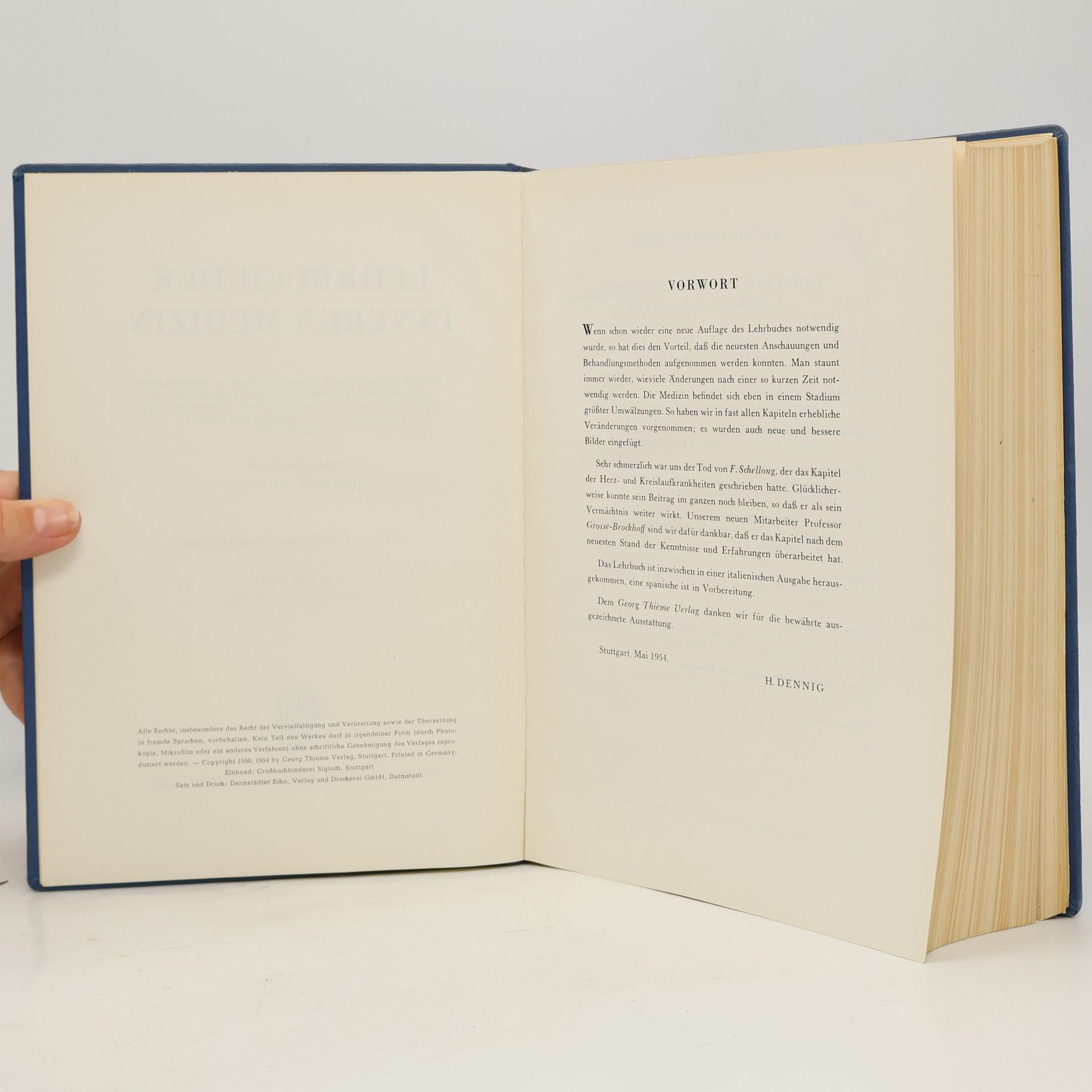 Helmut Dennig Lehrbuch der inneren Medizin Band I.