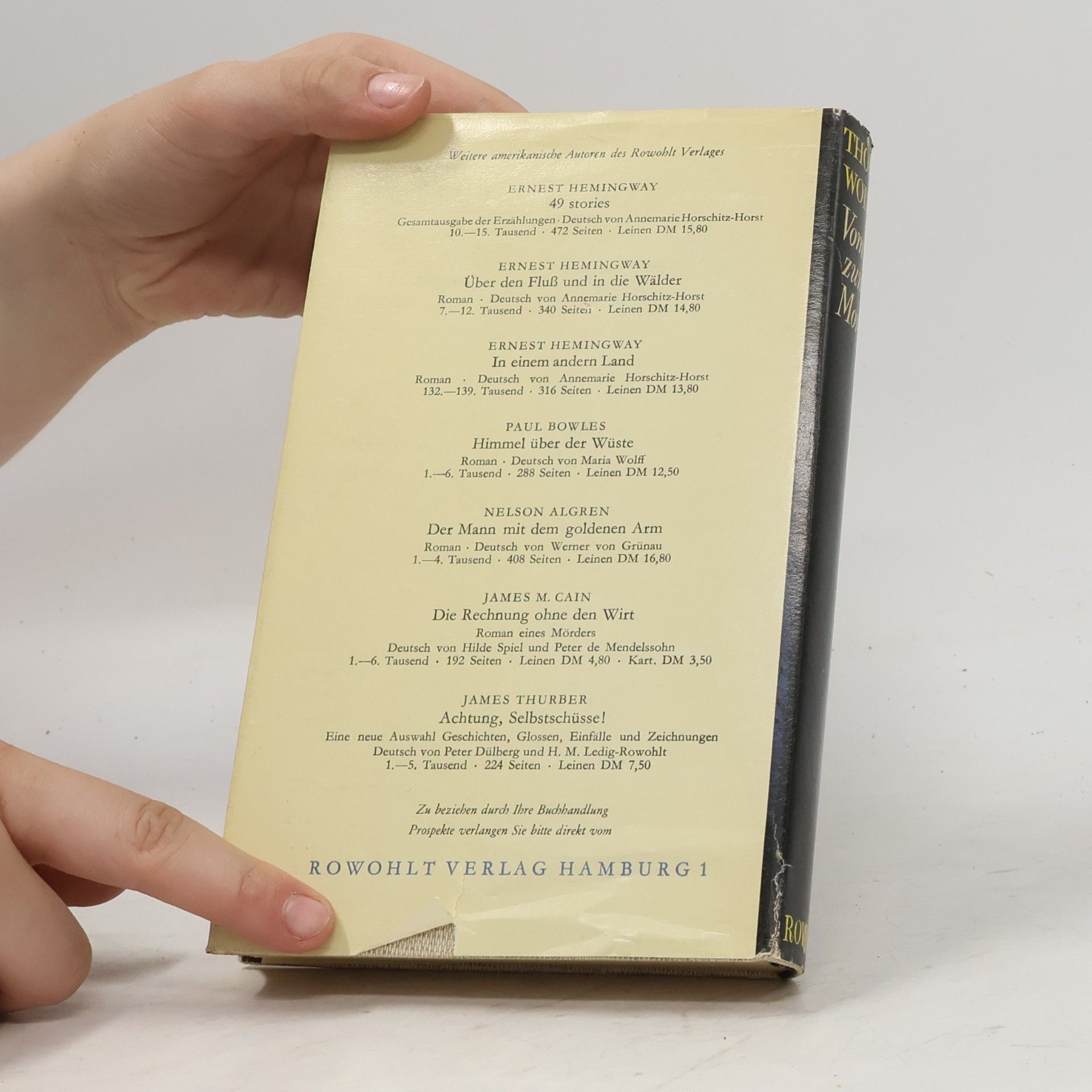 Thomas Clayton Wolfe Vom Tod zum Morgen