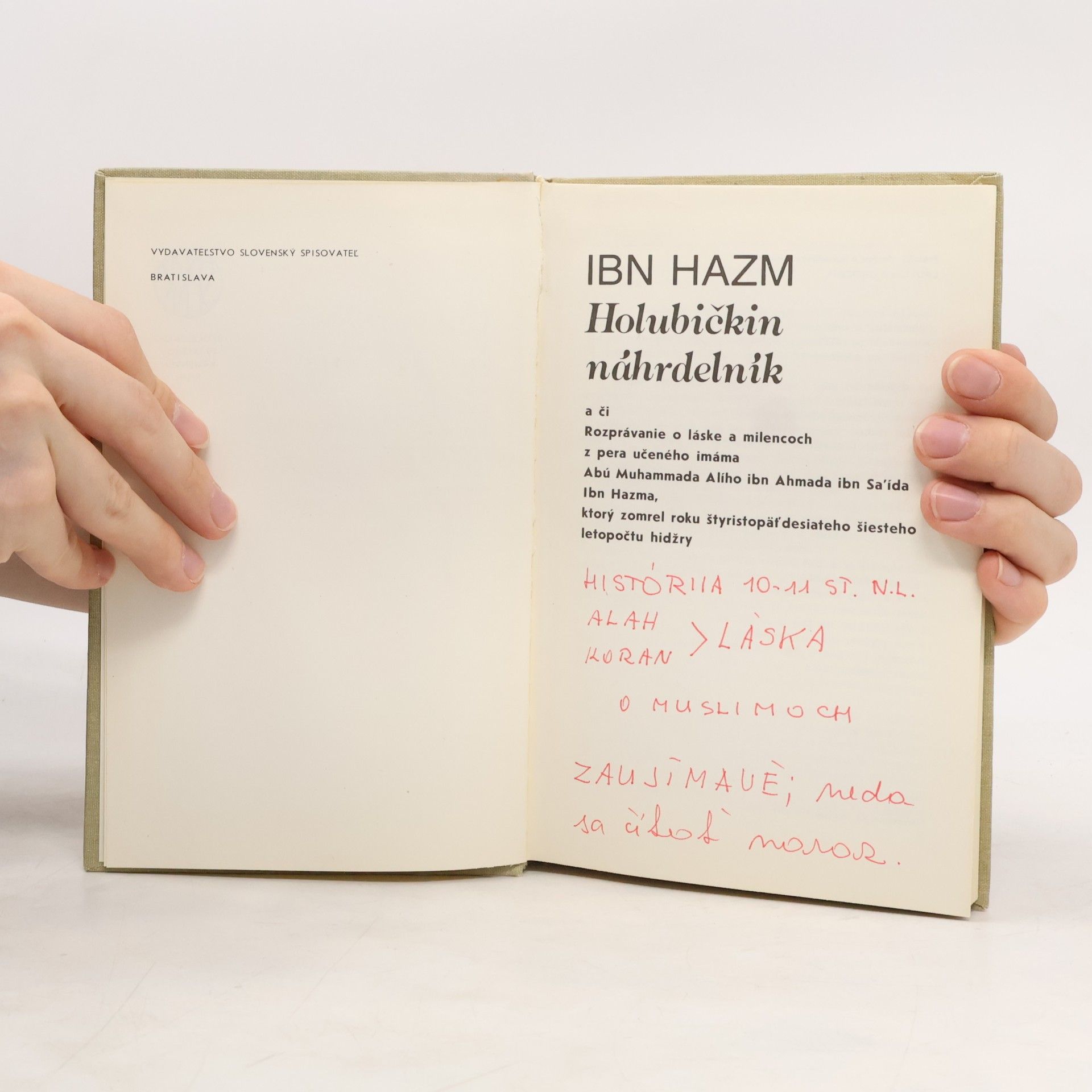 Hazm ibn al Andalusí Holubičkin náhrdelník