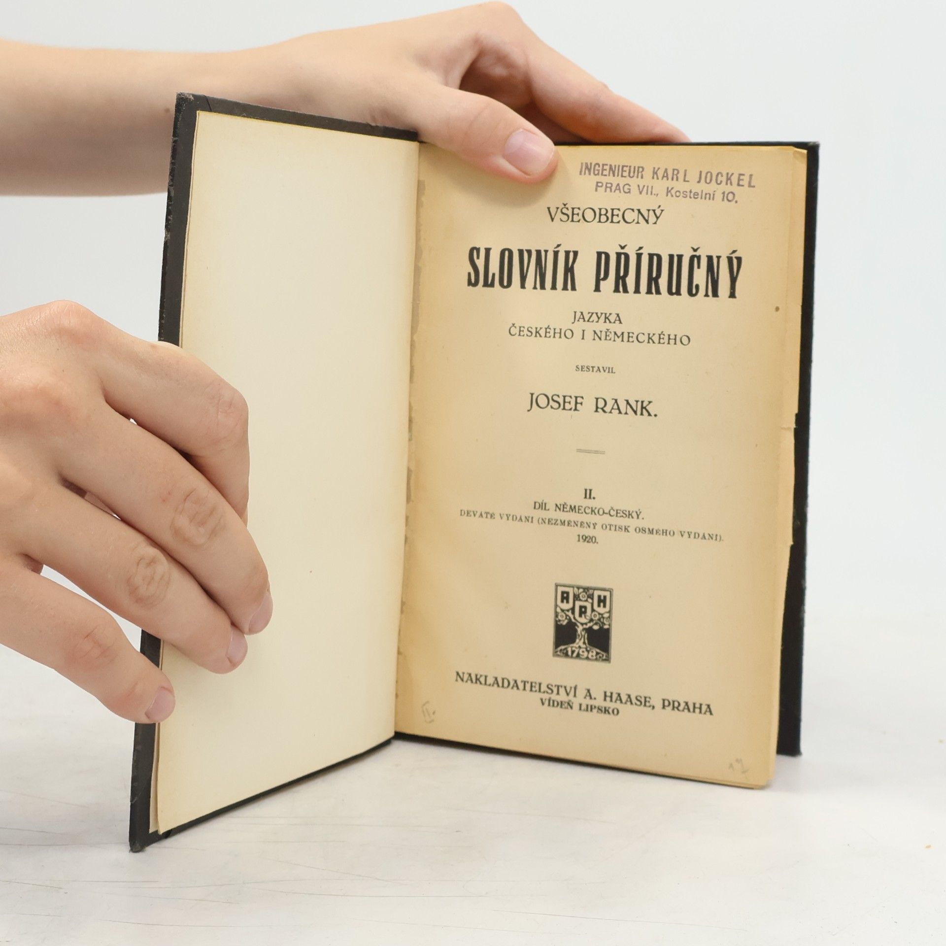 Josef Rank Všeobecný slovník příručný jazyka českého i německého II.