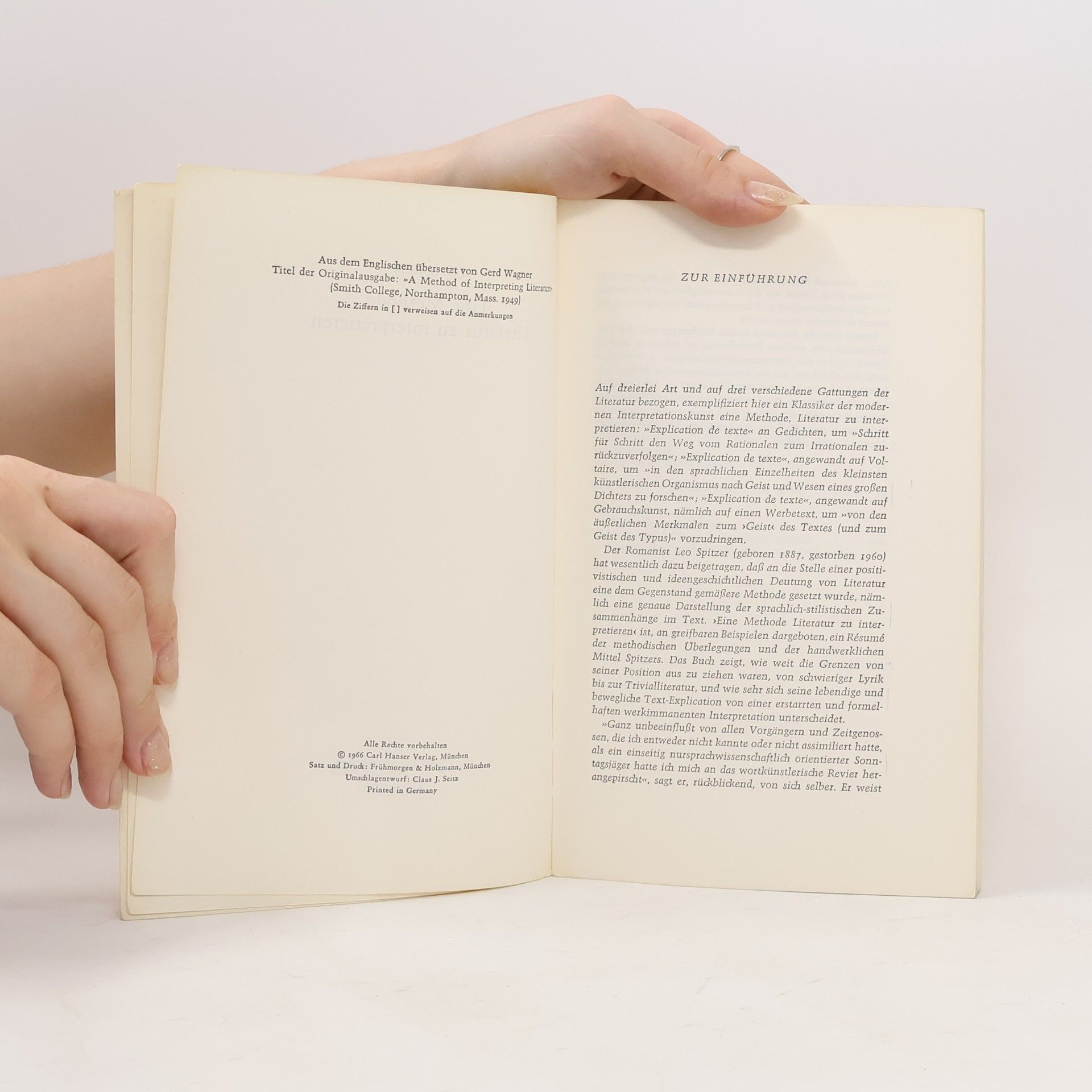 Leo Spitzer Eine Methode Literatur zu interpretieren