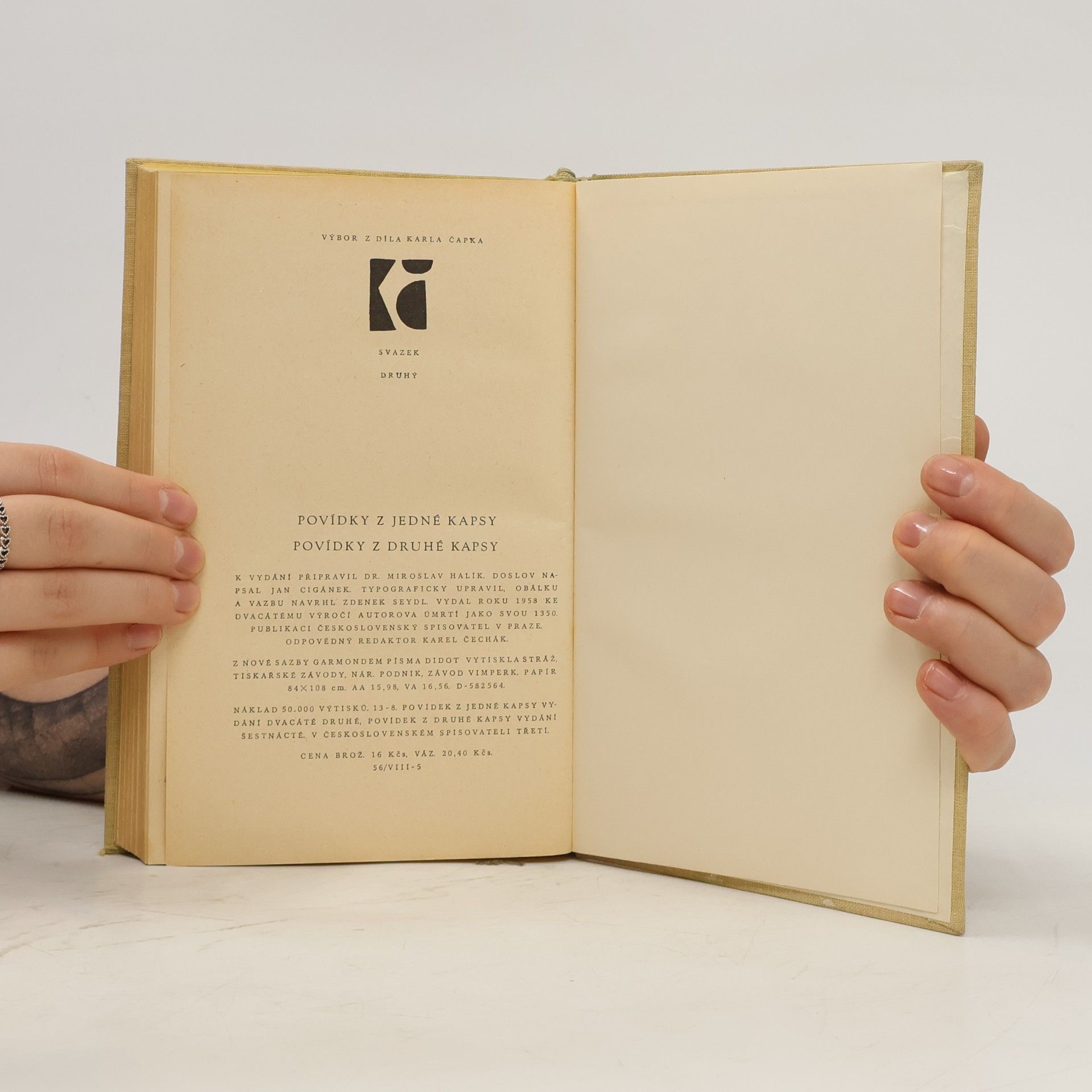 Karel Čapek Povídky z jedné kapsy a povídky z druhé kapsy