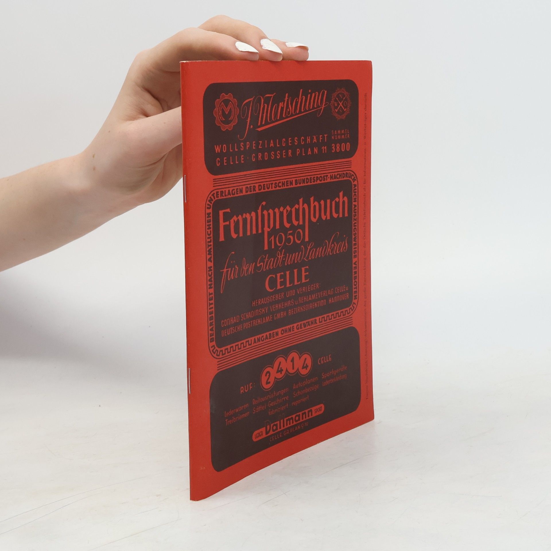 Fernsprechbuch 1950 für den Stadt- und Landkreis Celle