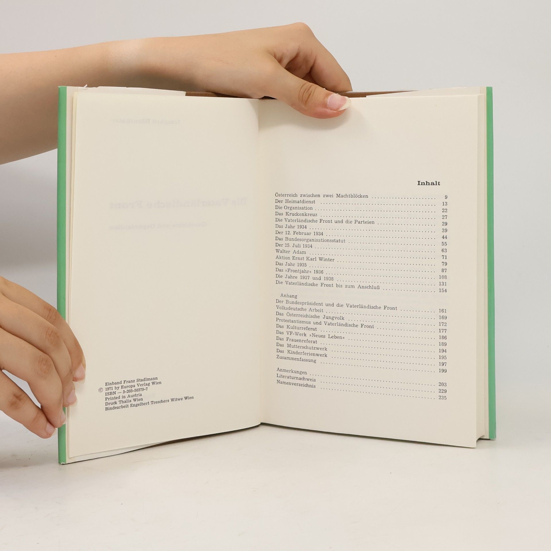 Irmgard Bohunovsky-Bärnthaler Die Vaterländische Front: Geschichte und Organisation
