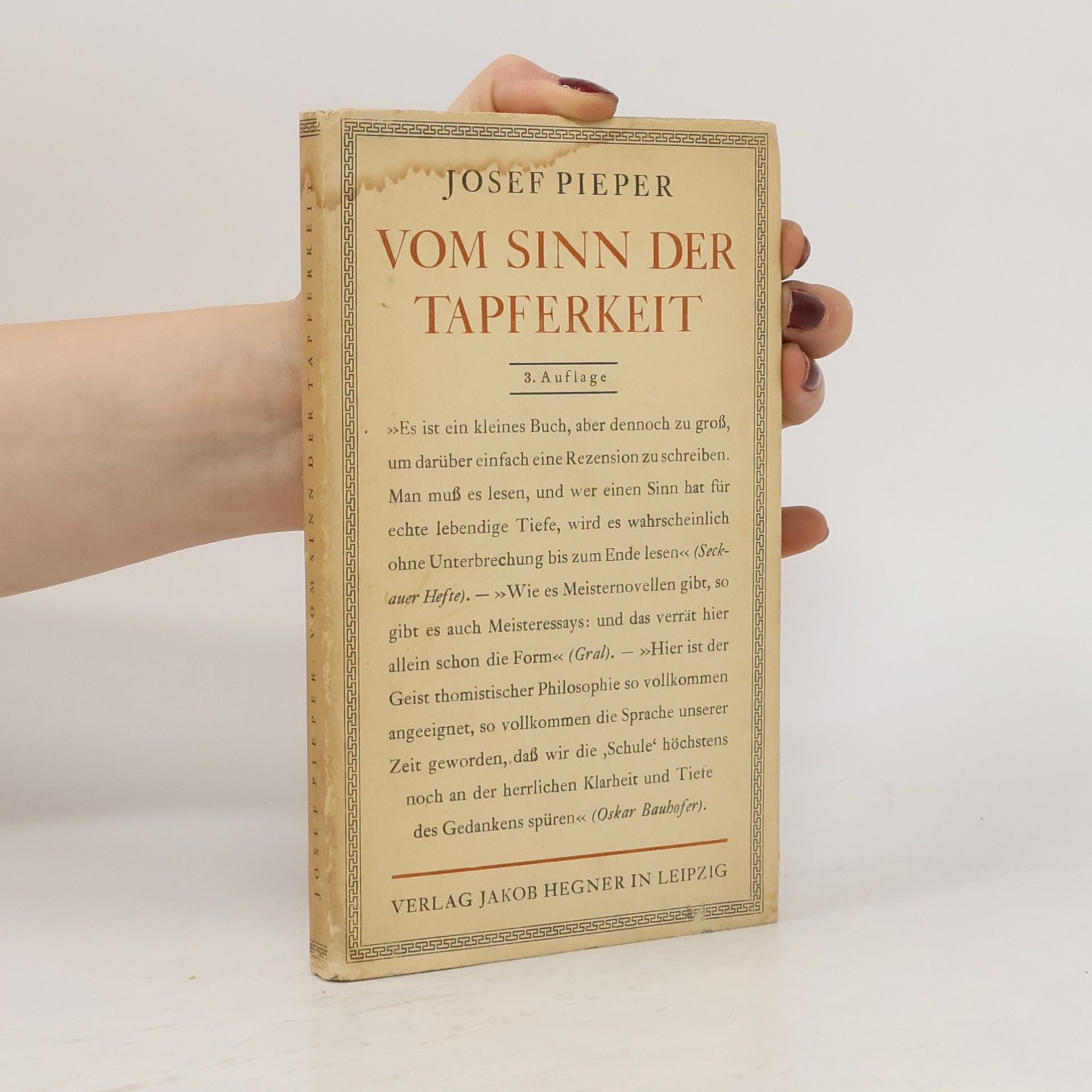 Josef Pieper Von Sinn der Tapferkeit
