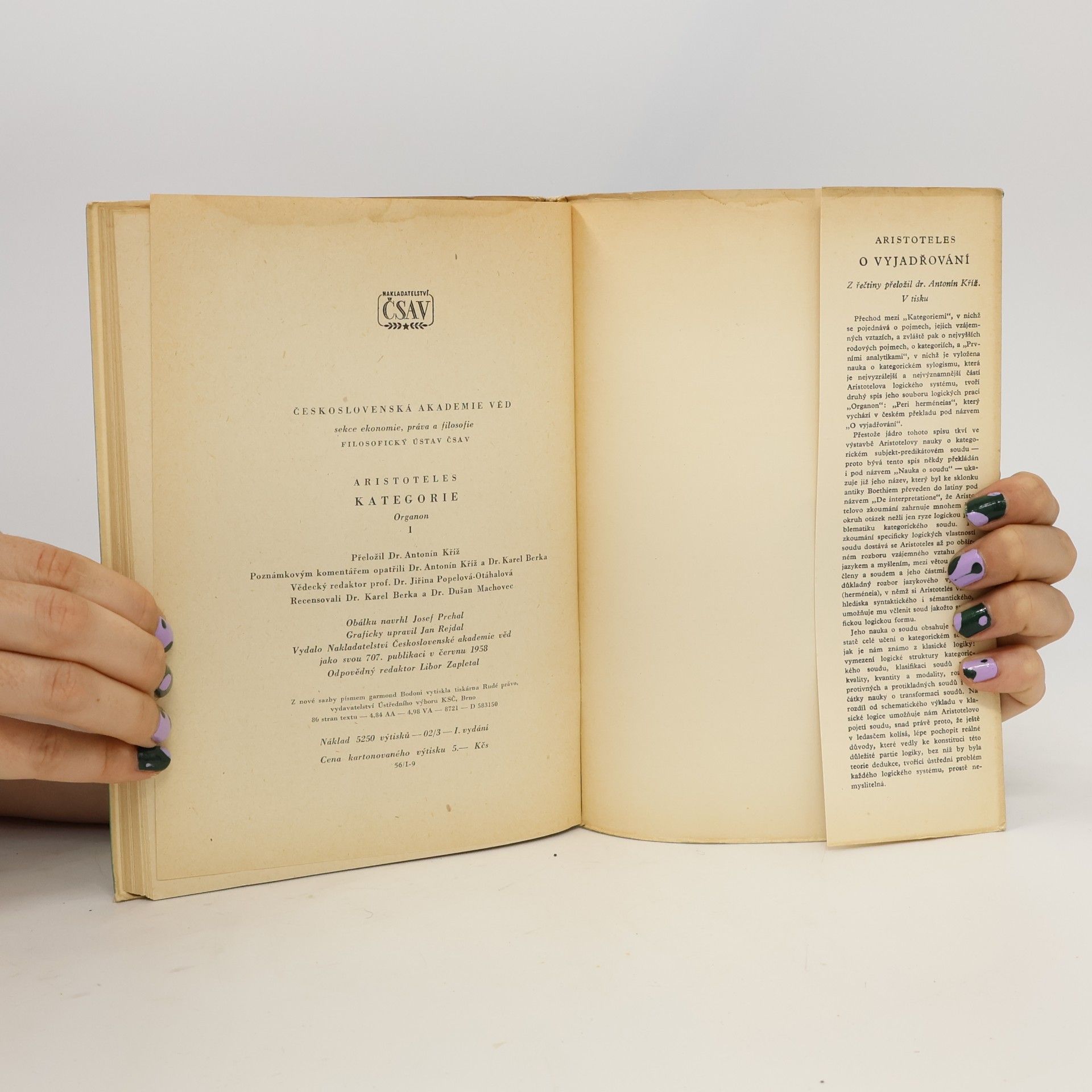 Aristotelés Kategorie. Organon I